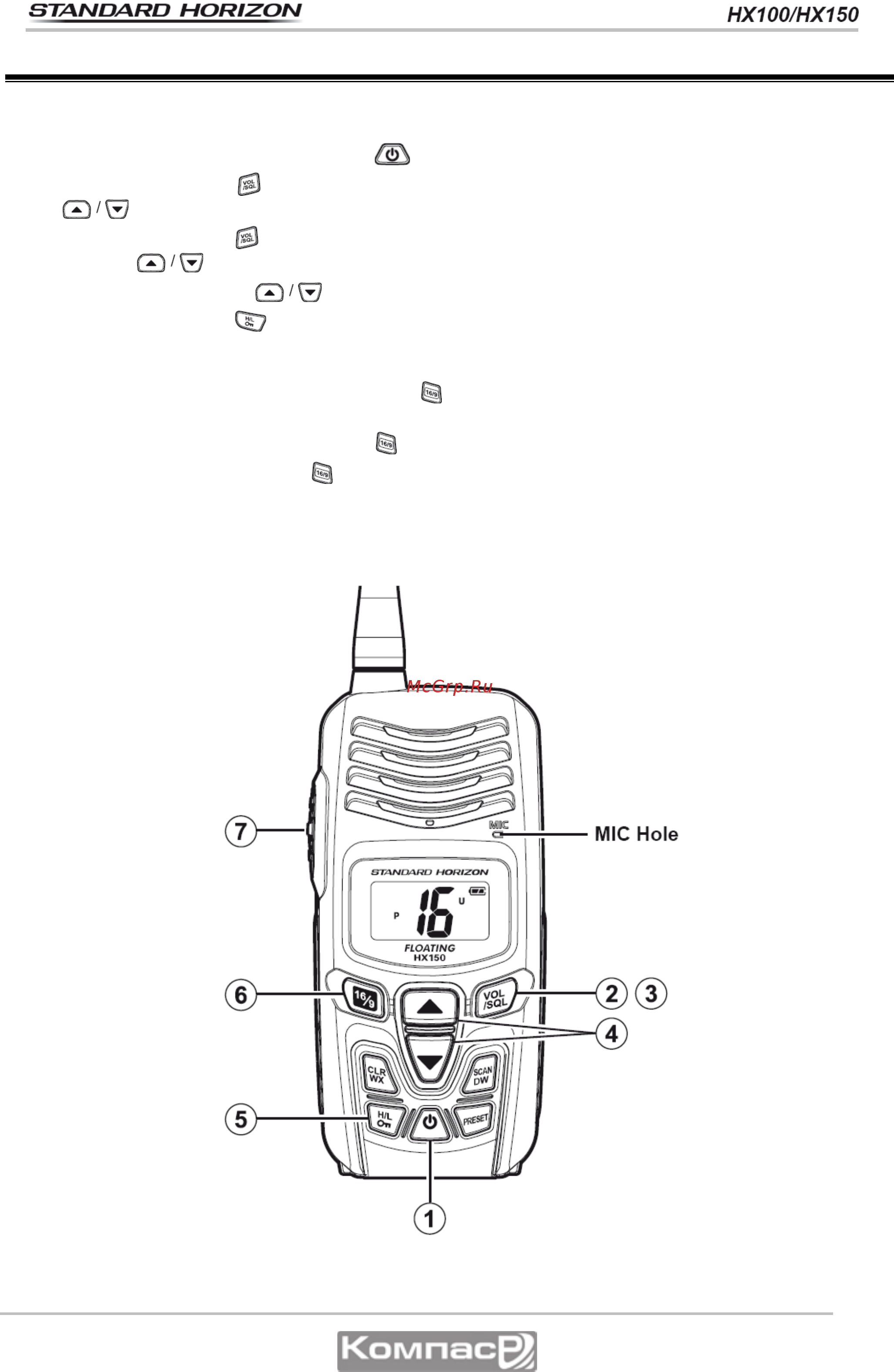 Standard Horizon HX-100 [4/33] Краткое руководство по испозованию