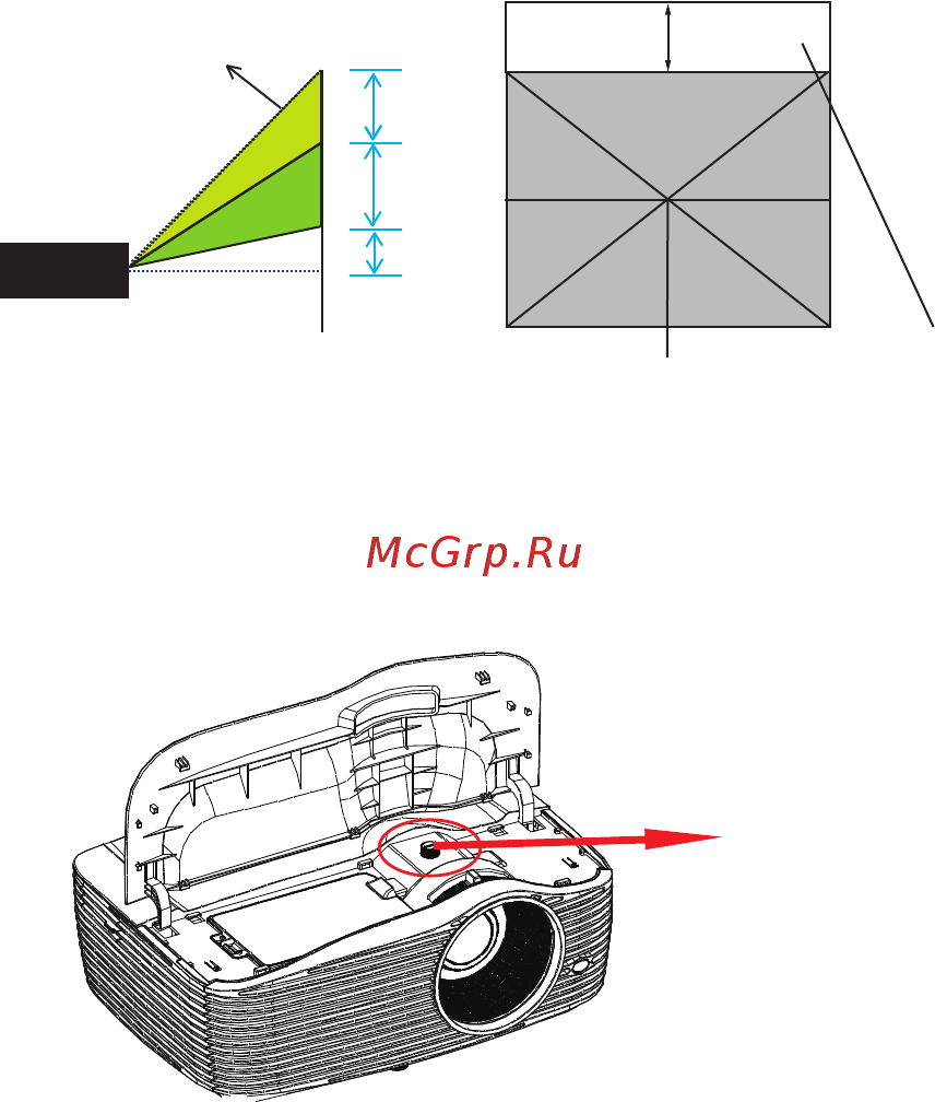 Optoma HD151X [26/66] Регулировка положения с помощью функции сдвига объектива по вертикали