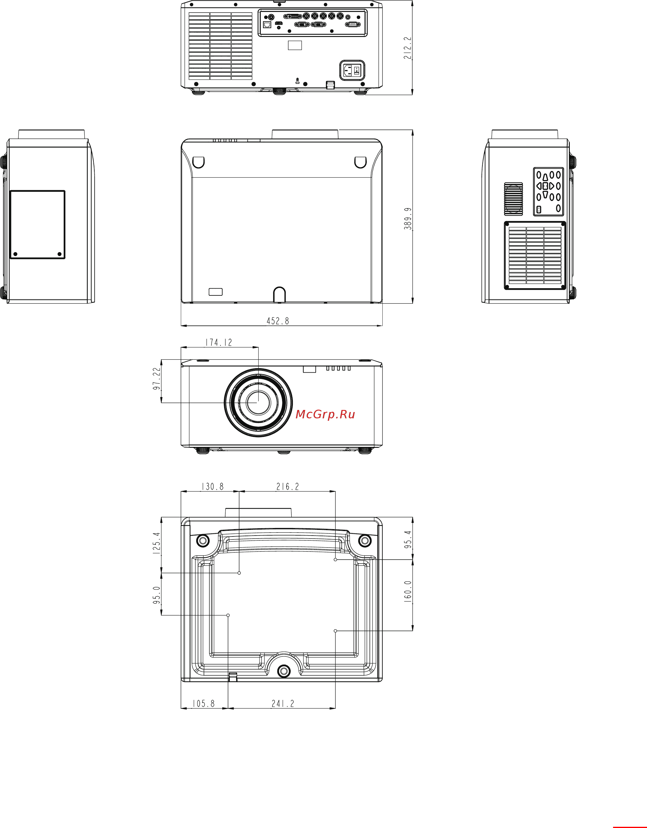 Optoma WU630 [57/60] Размеры корпуса