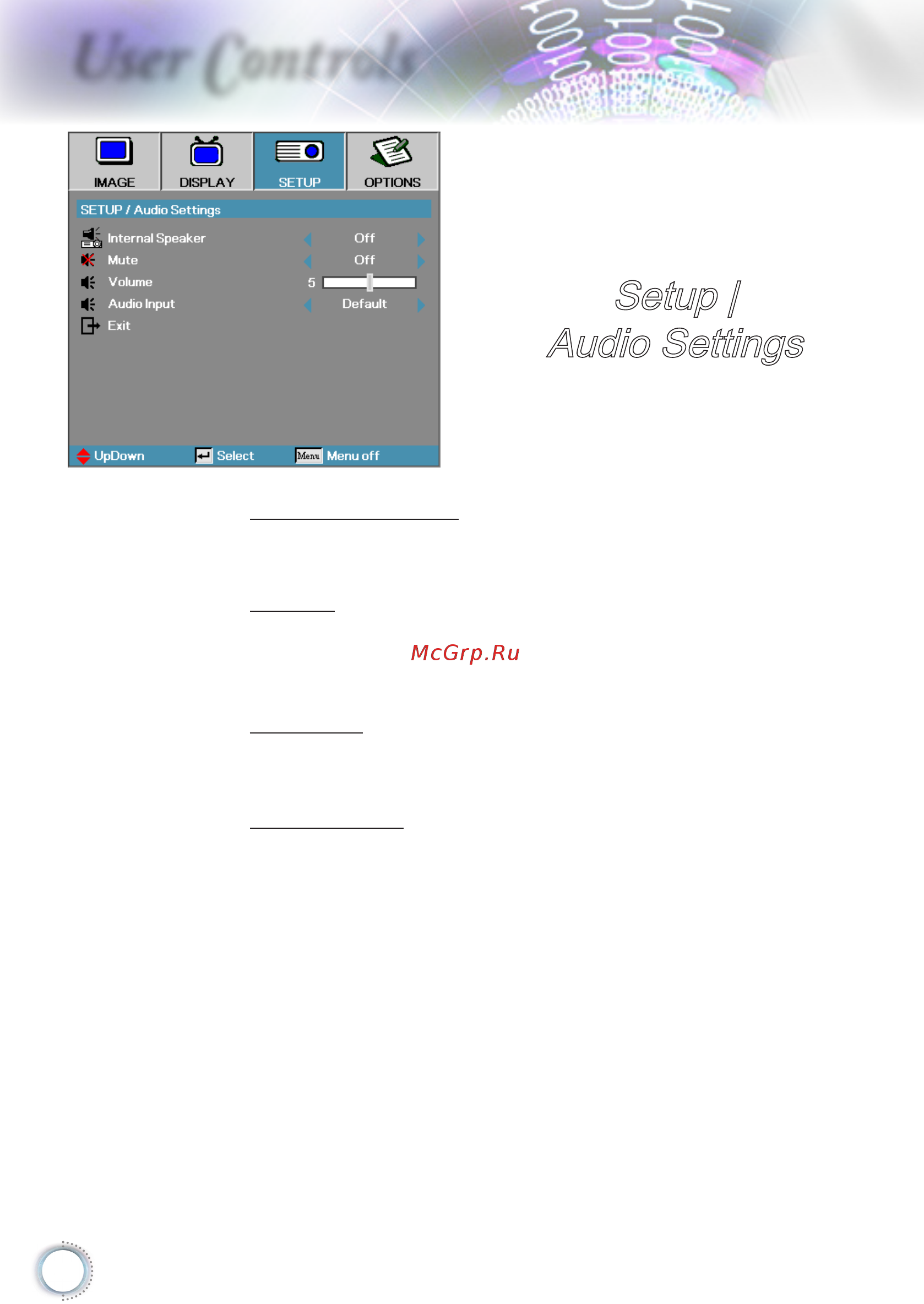 Optoma DH1017 [38/87] User controls