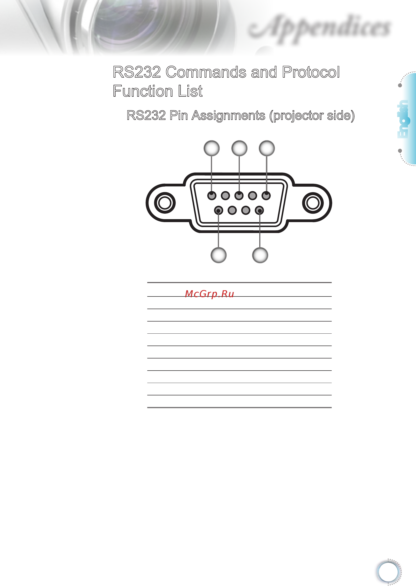 Optoma DH1017 [73/87] Rs232 commands and protocol function list