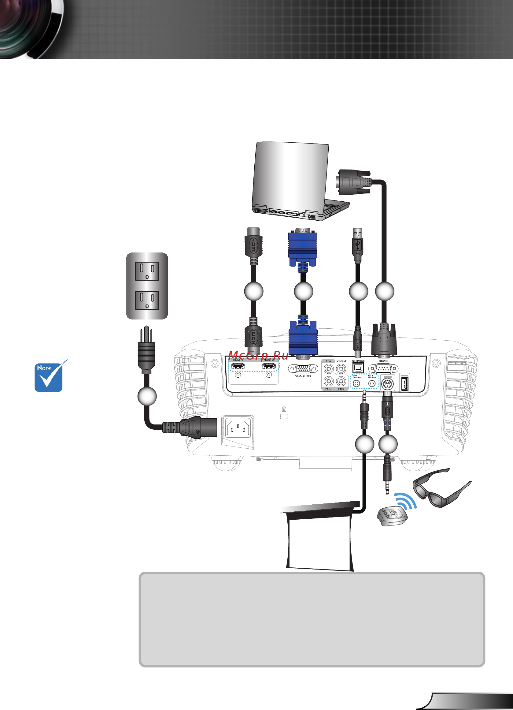 Optoma HD91+ [11/65] Подключение проектора
