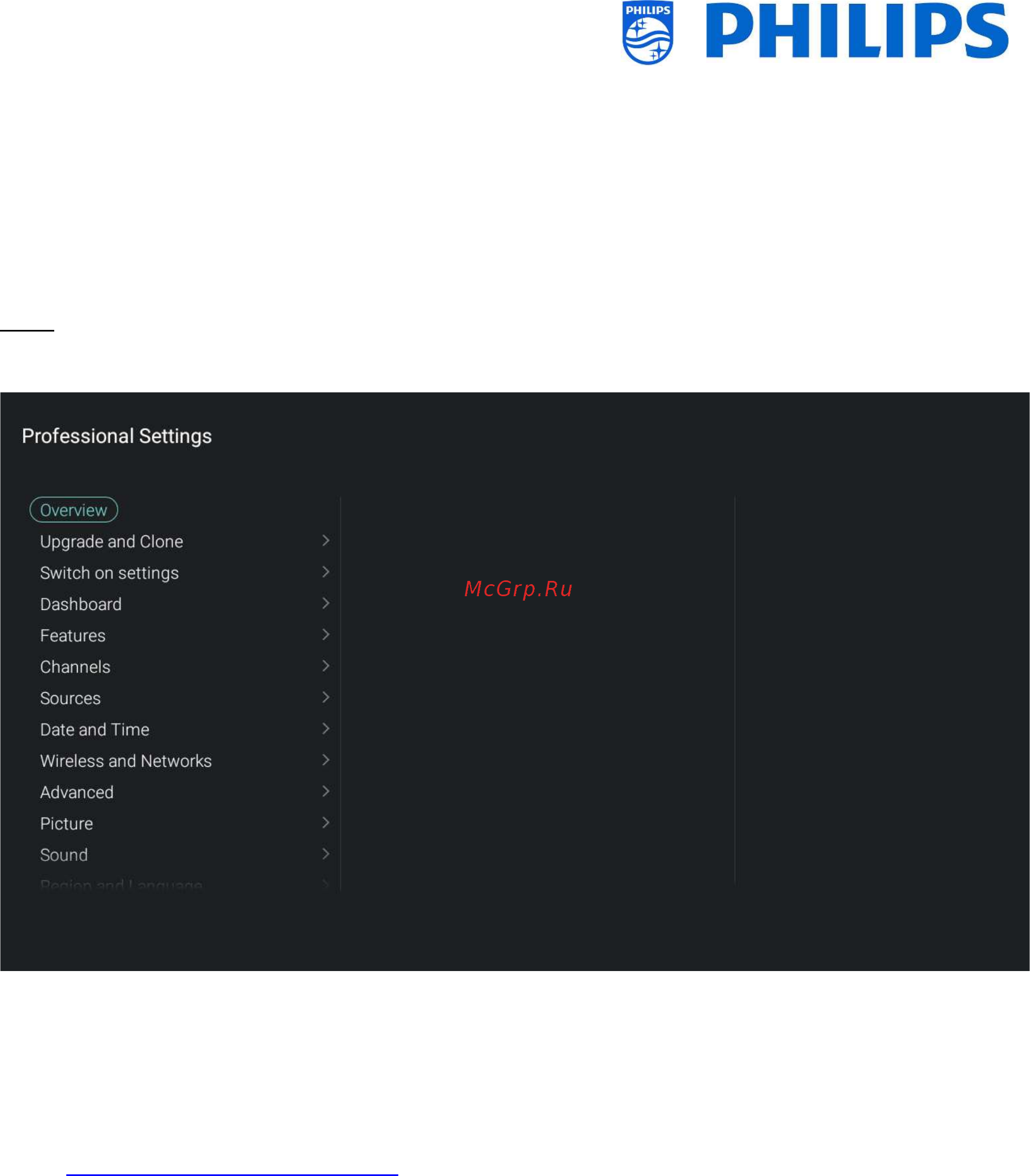 Philips 43HFL5011T/12 [10/94] Professional settings menu