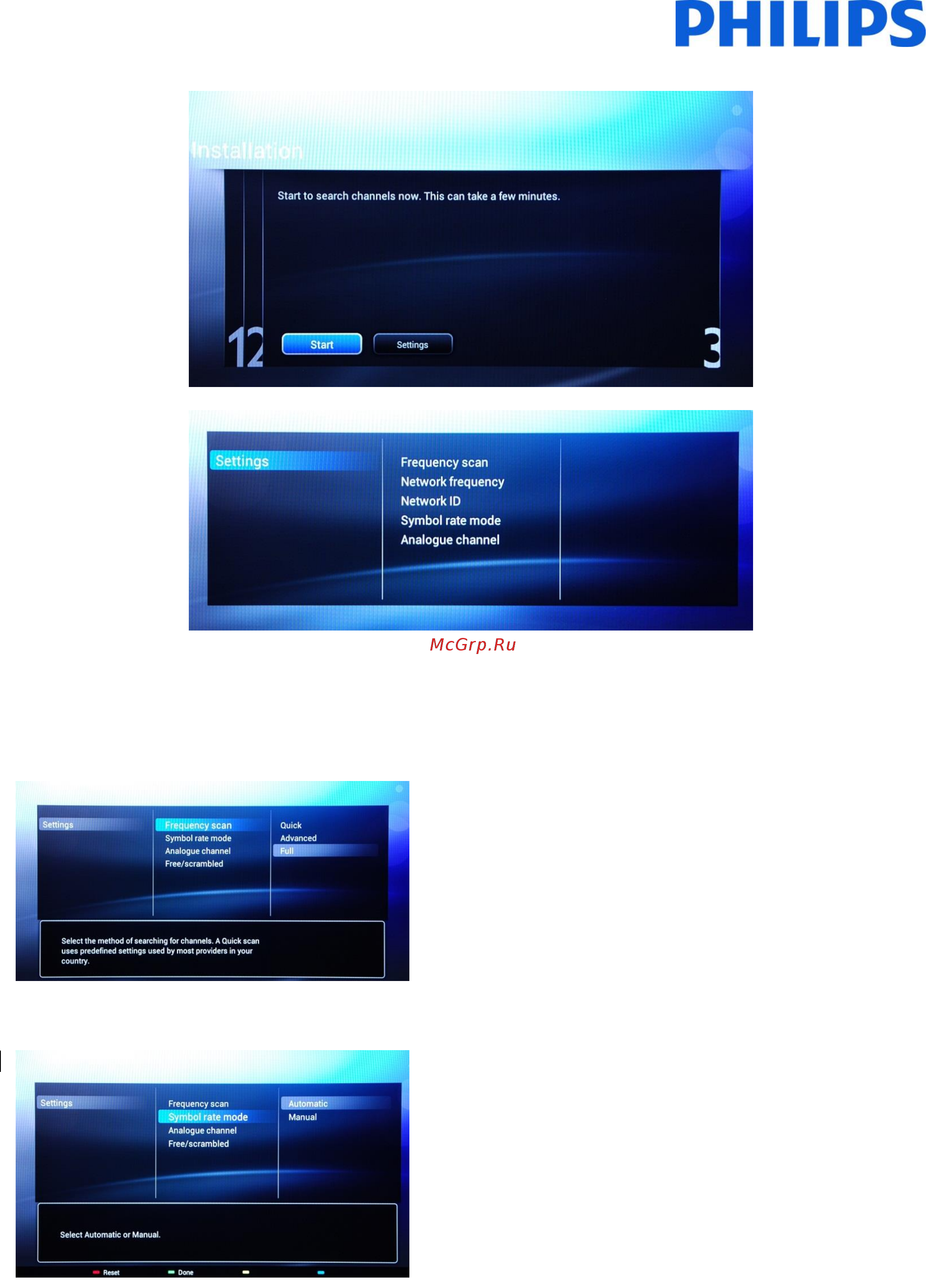 Philips 42HFL7009D/12 [14/63] Before starting the search process it is advisable to check the settings for search parameters and options