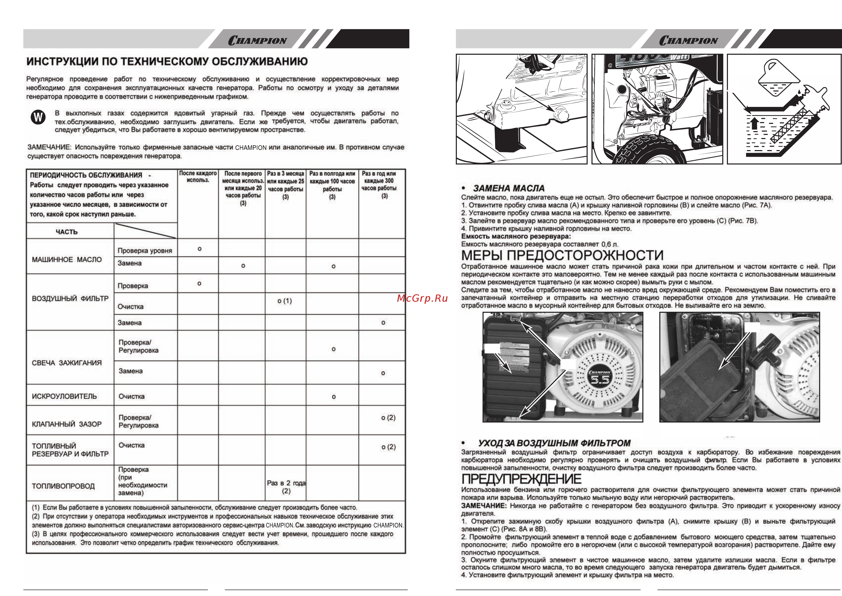 Champion FG3000MO Инструкция по эксплуатации онлайн [6/8] 260293