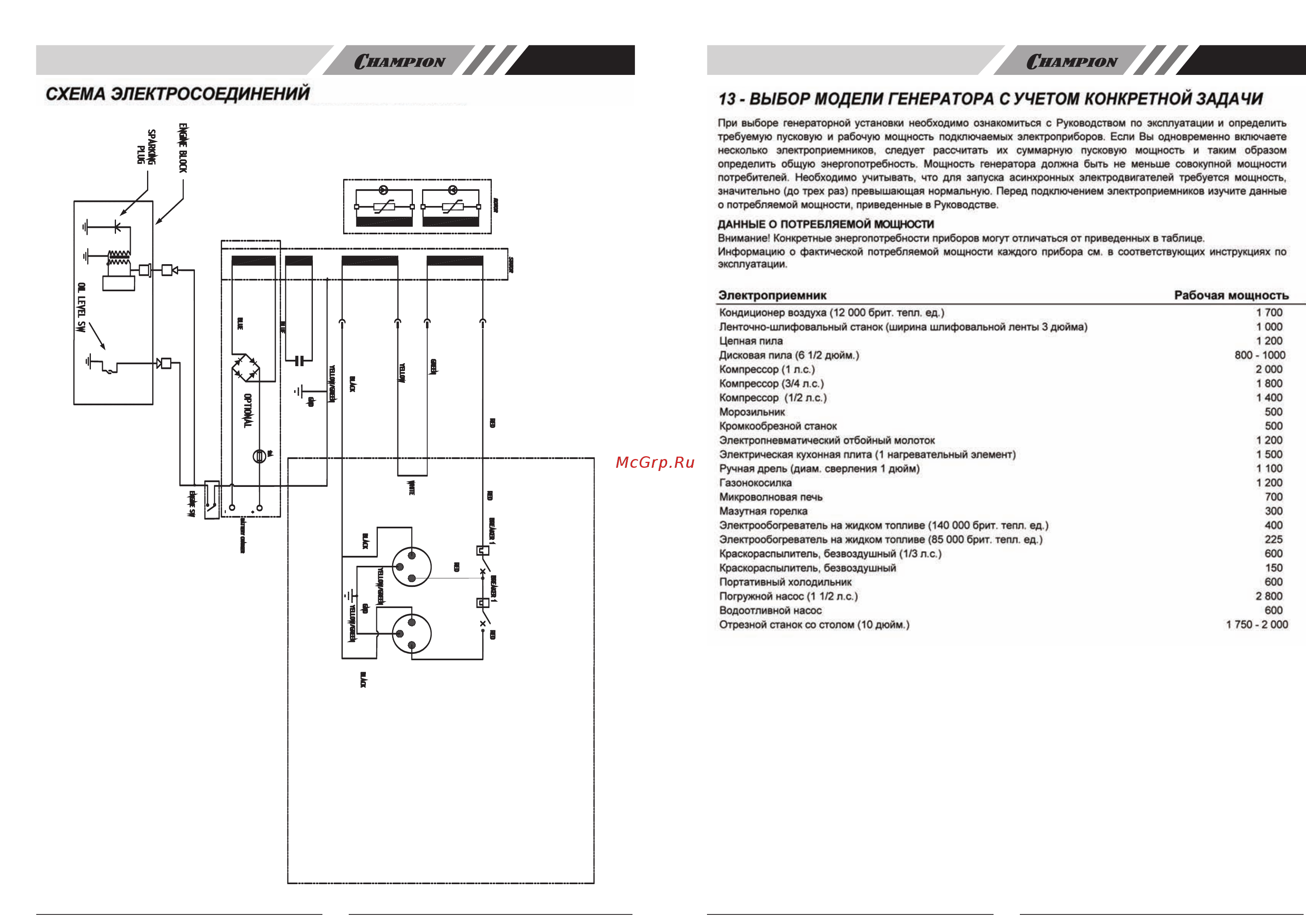 Champion FG3000MO Инструкция по эксплуатации онлайн [8/8] 260293