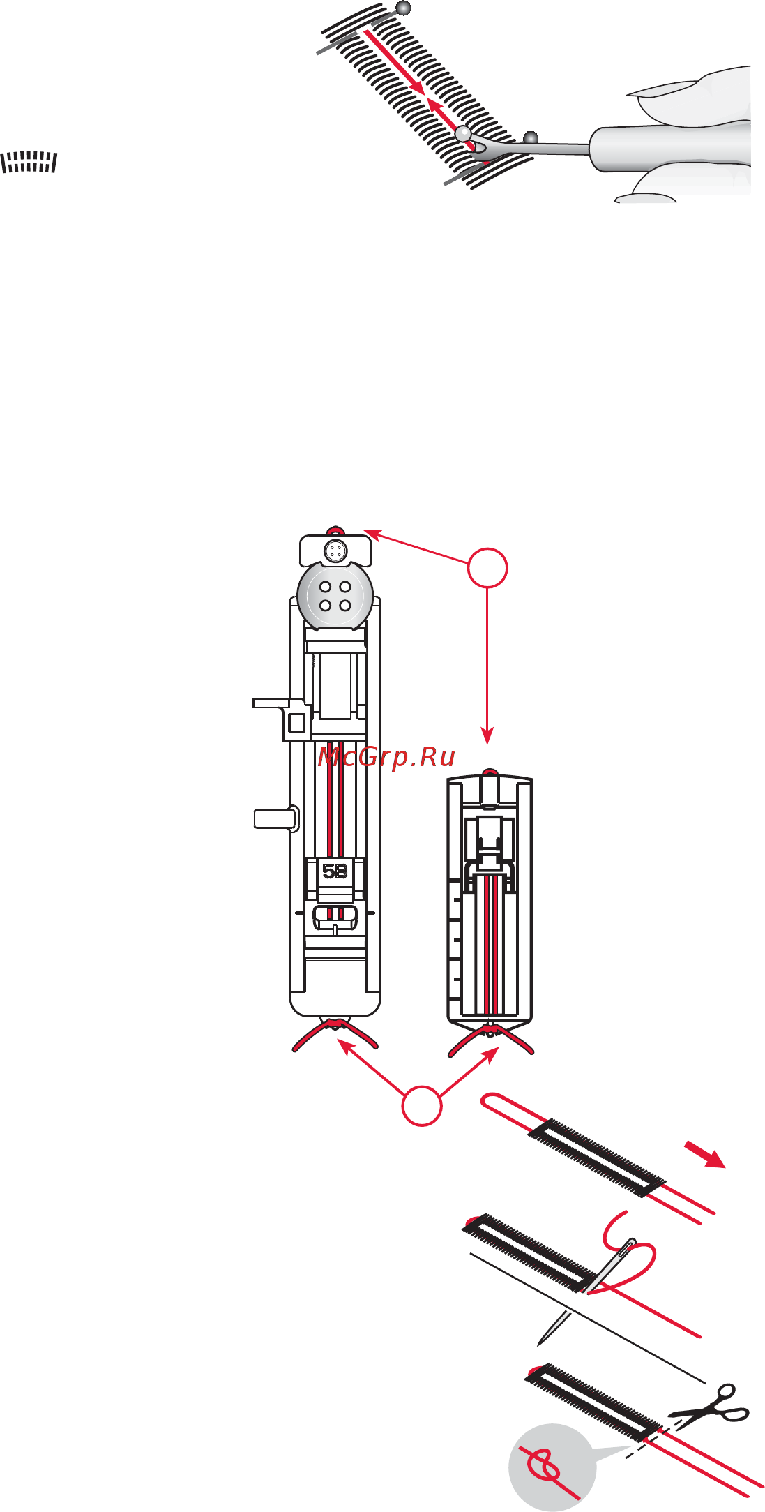 Pfaff Smarter 140S [31/36] Укрепленная петля для эластичных тканей