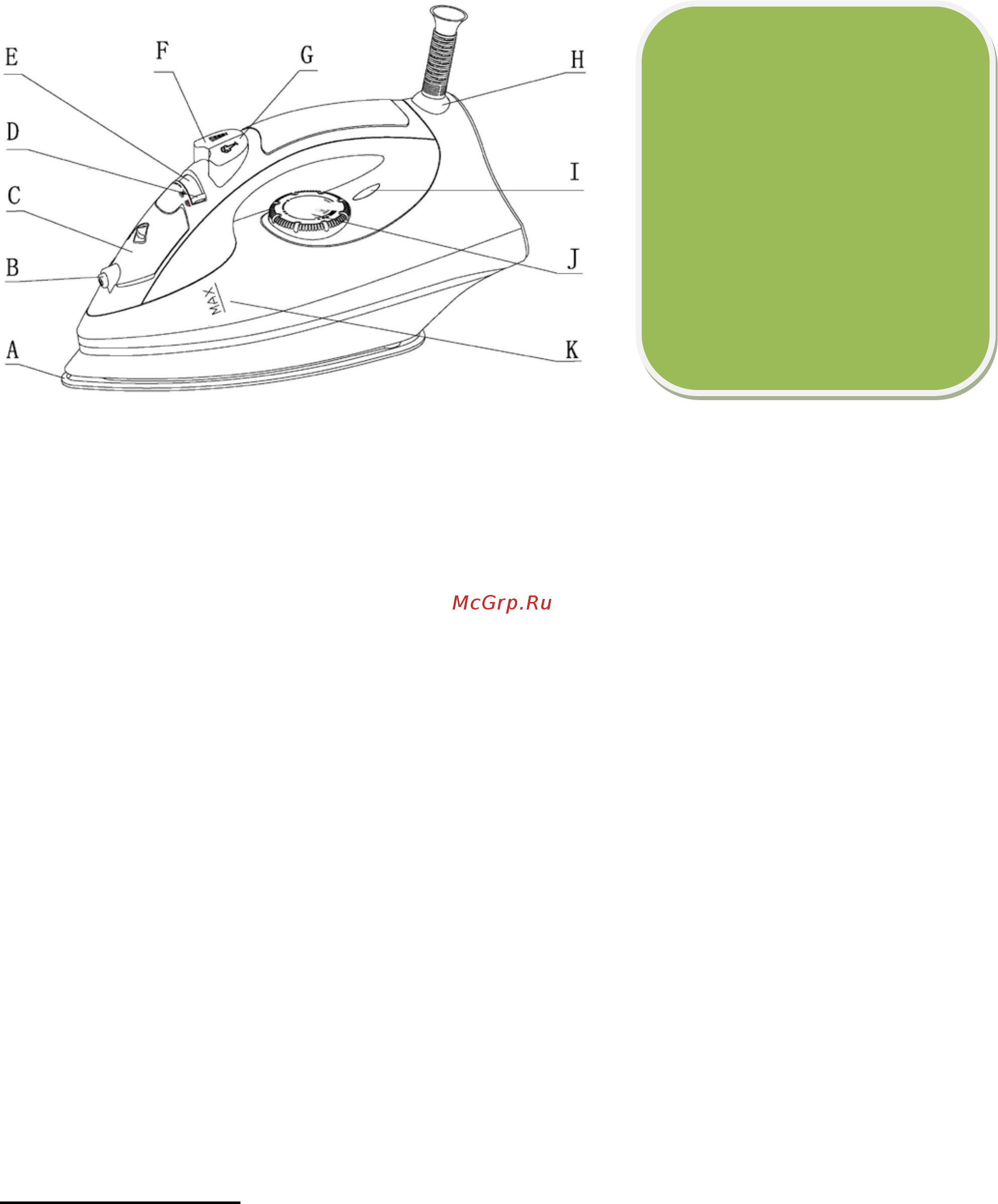 Unit USI-193 [2/10] Cord bushing cord bushing allows free movement of power cord in any direction with great maneuverability when ironing indicator light when indicator light is illuminated it indicates that the iron is heating it will goes out when it has reached selected temperature temperature dial turning the dial to set ironing temperature that is different with the garment changed