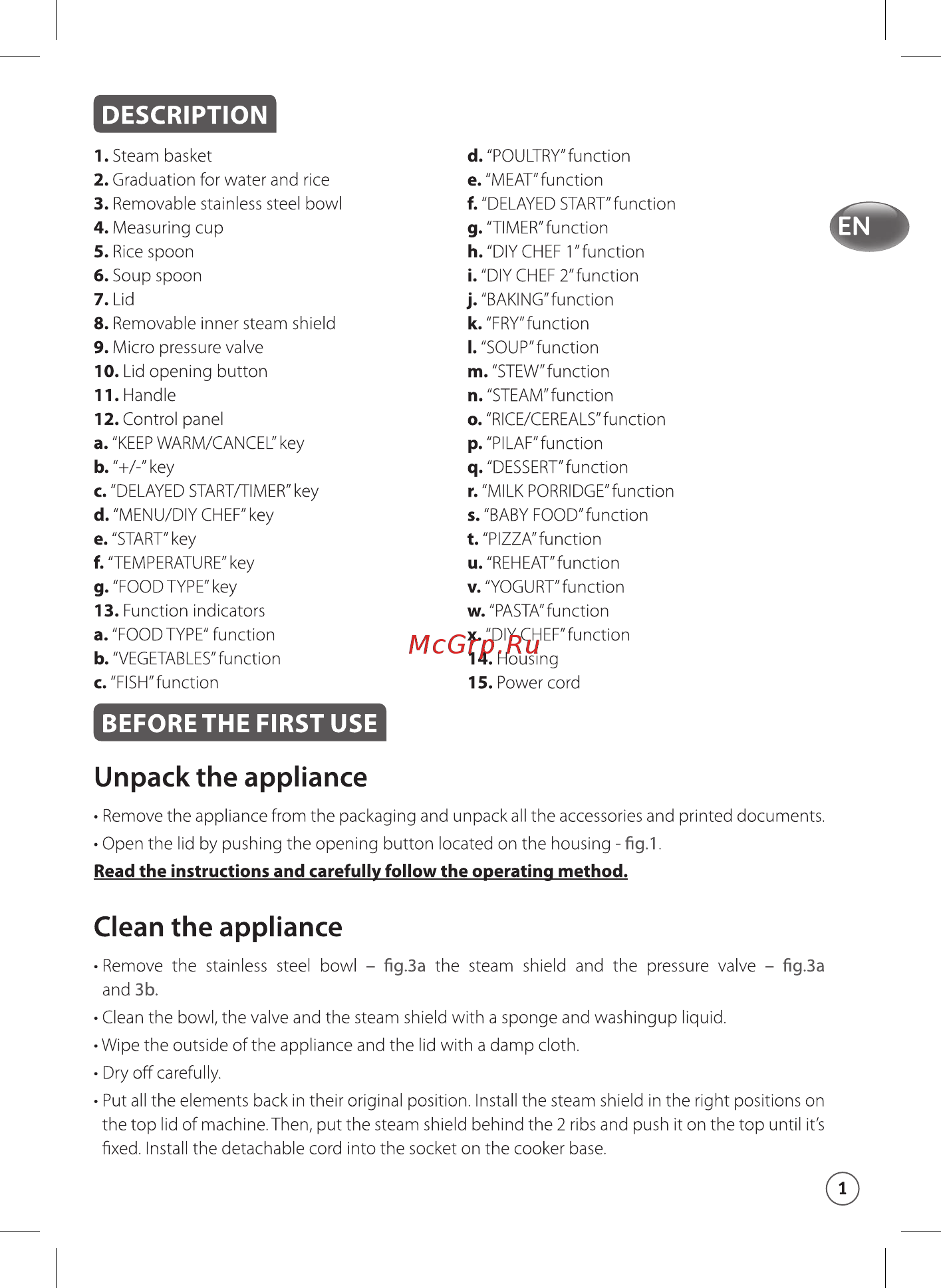 Moulinex MK805E32 [7/66] Description