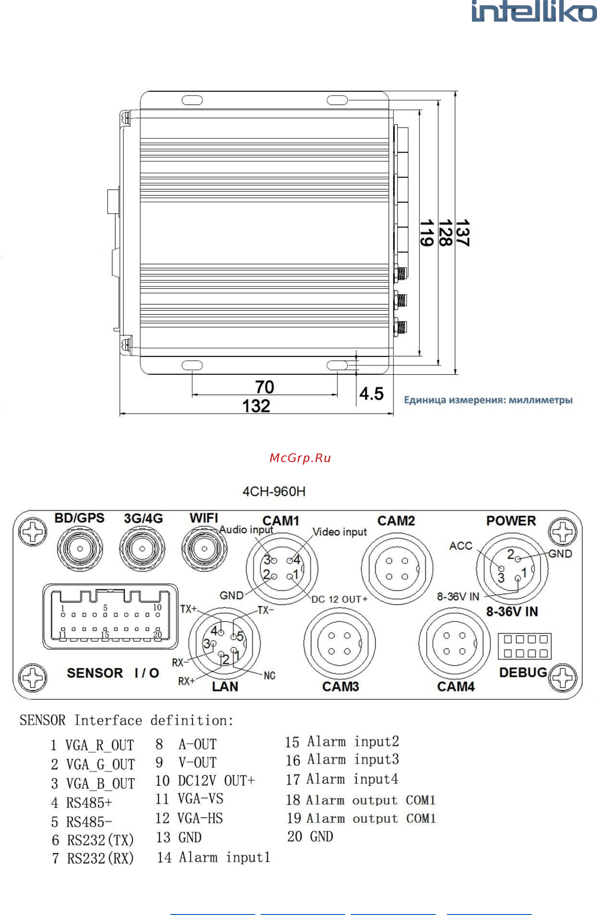 INTELLIKO INT-MDVR304-101 [19/55] Инструкция по подключению внешнего интерфейса