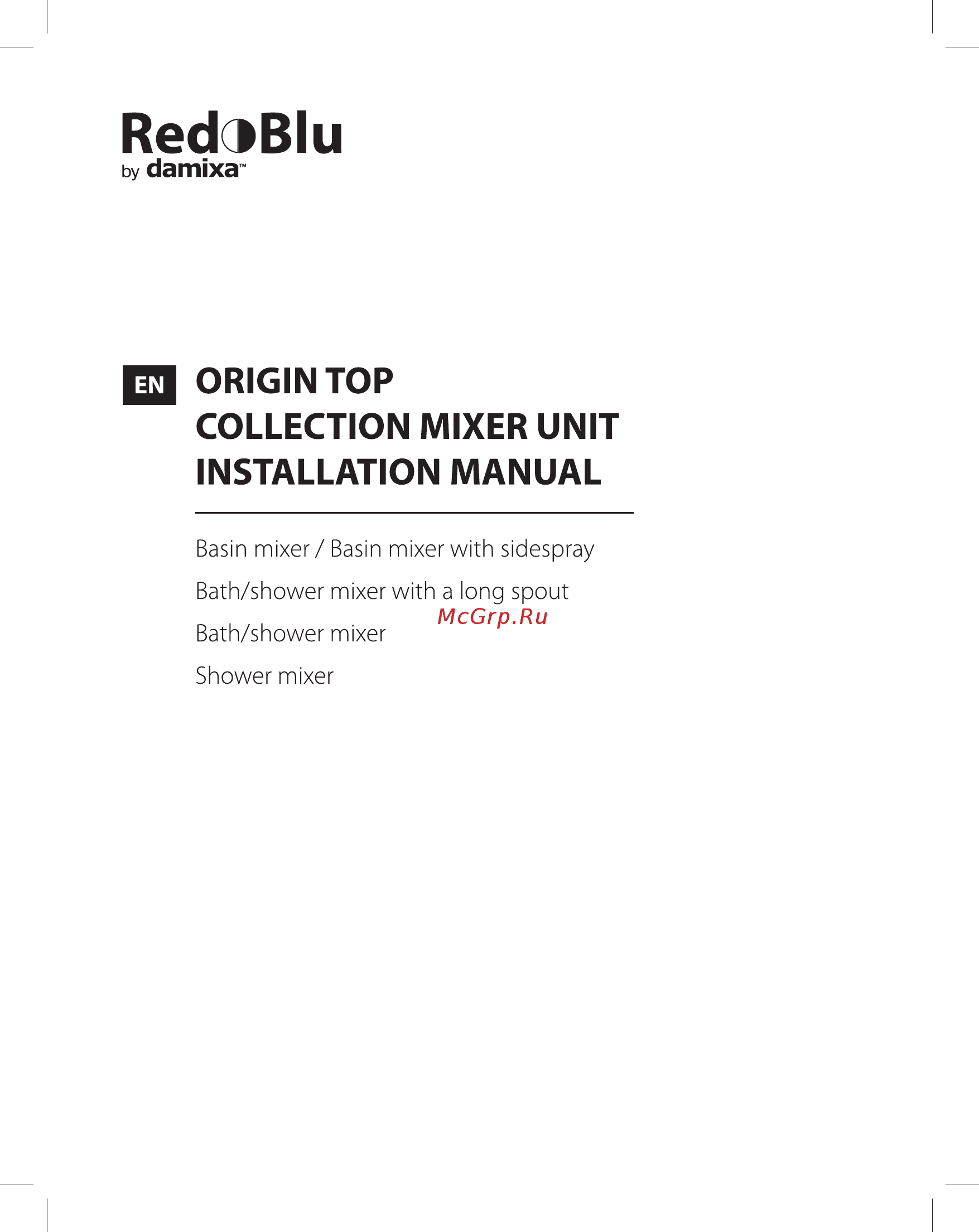 RedBlu Origin Top  839000000, для ванны и душа Инструкция по эксплуатации онлайн [9/24] 261422