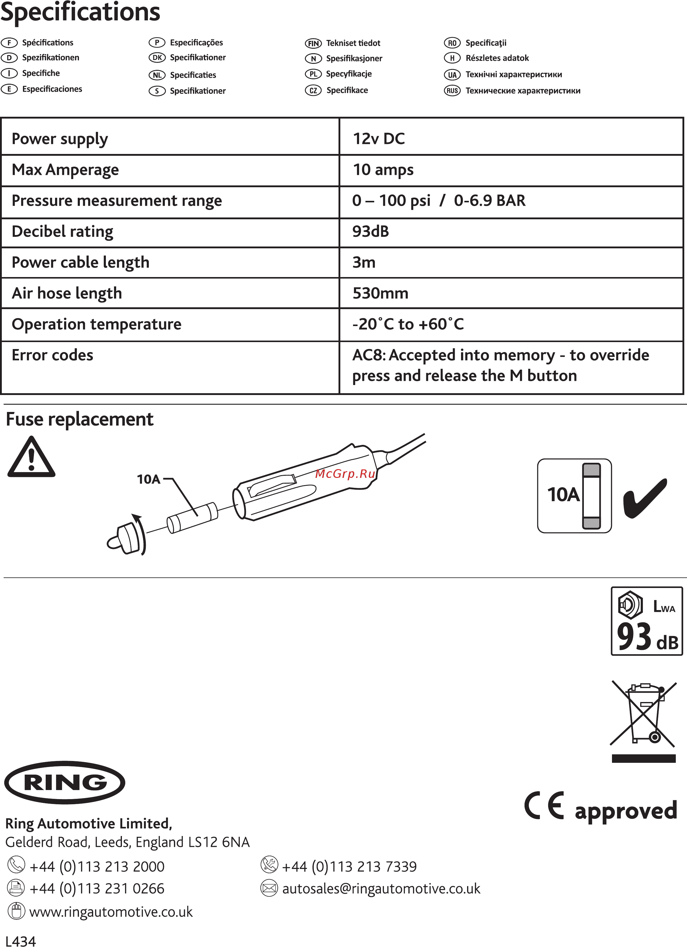 Ring Automotive RAC600 [6/6] Specifications