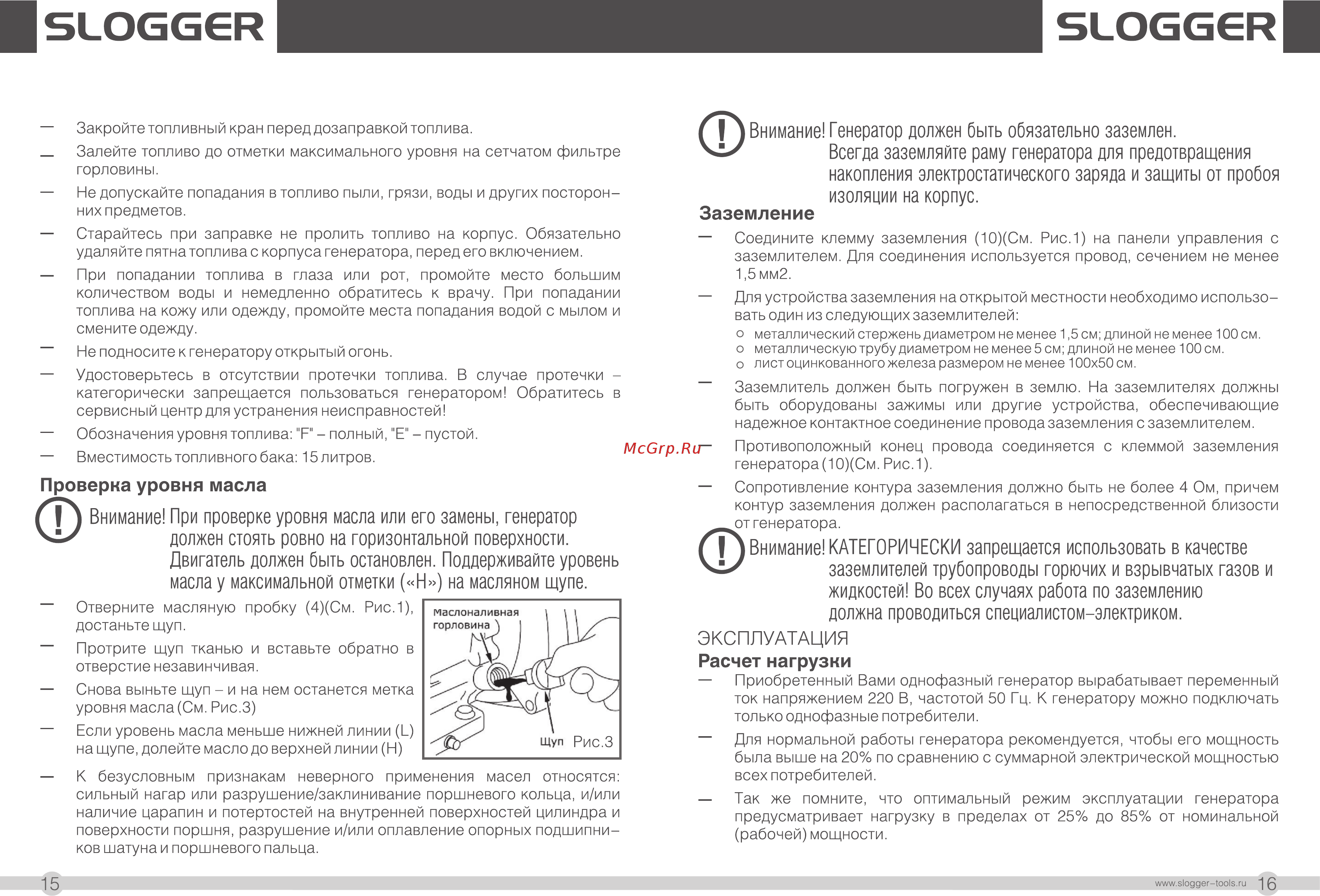Slogger GP3000 [9/19] Эксплуатация