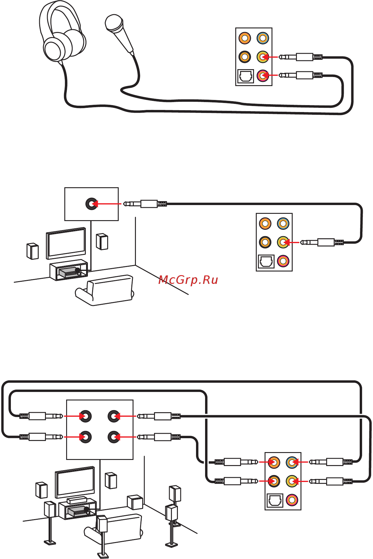 MSI Z370 SLI PLUS [24/99] Audio jacks to 7 channel speakers diagram