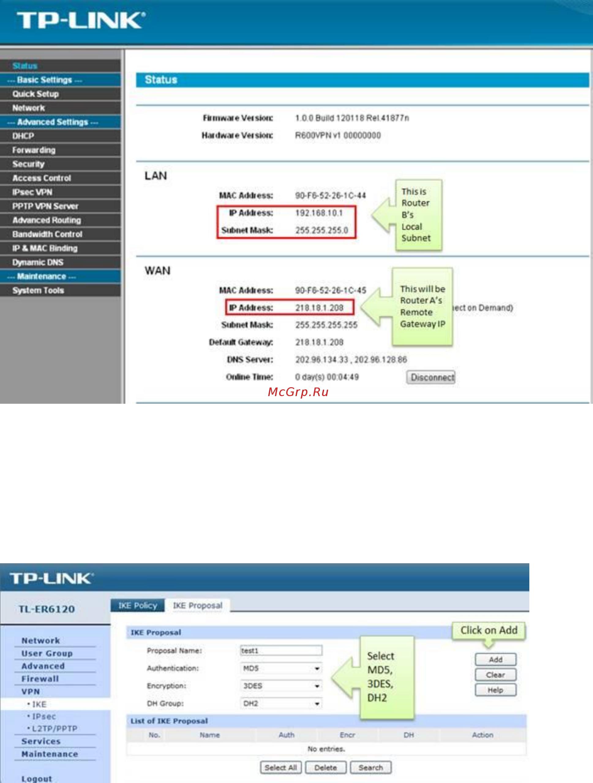 Tp-Link TL-ER604W V1 [5/64] C configuring ipsec vpn settings on tl er6120 router a