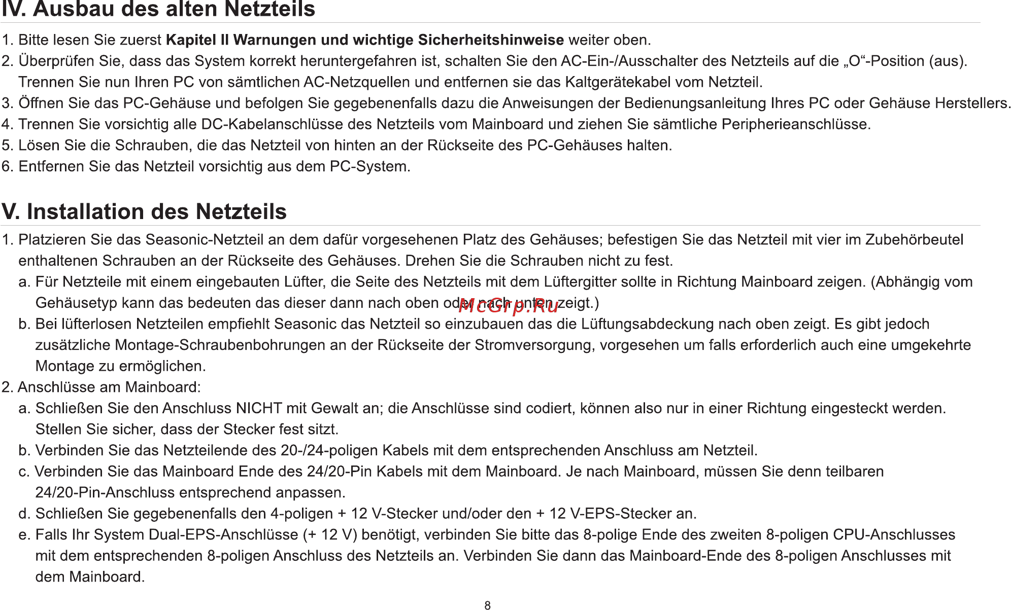 Seasonic PRIME Platinum SSR-850PD [11/58] Iv ausbau des alten netzteils