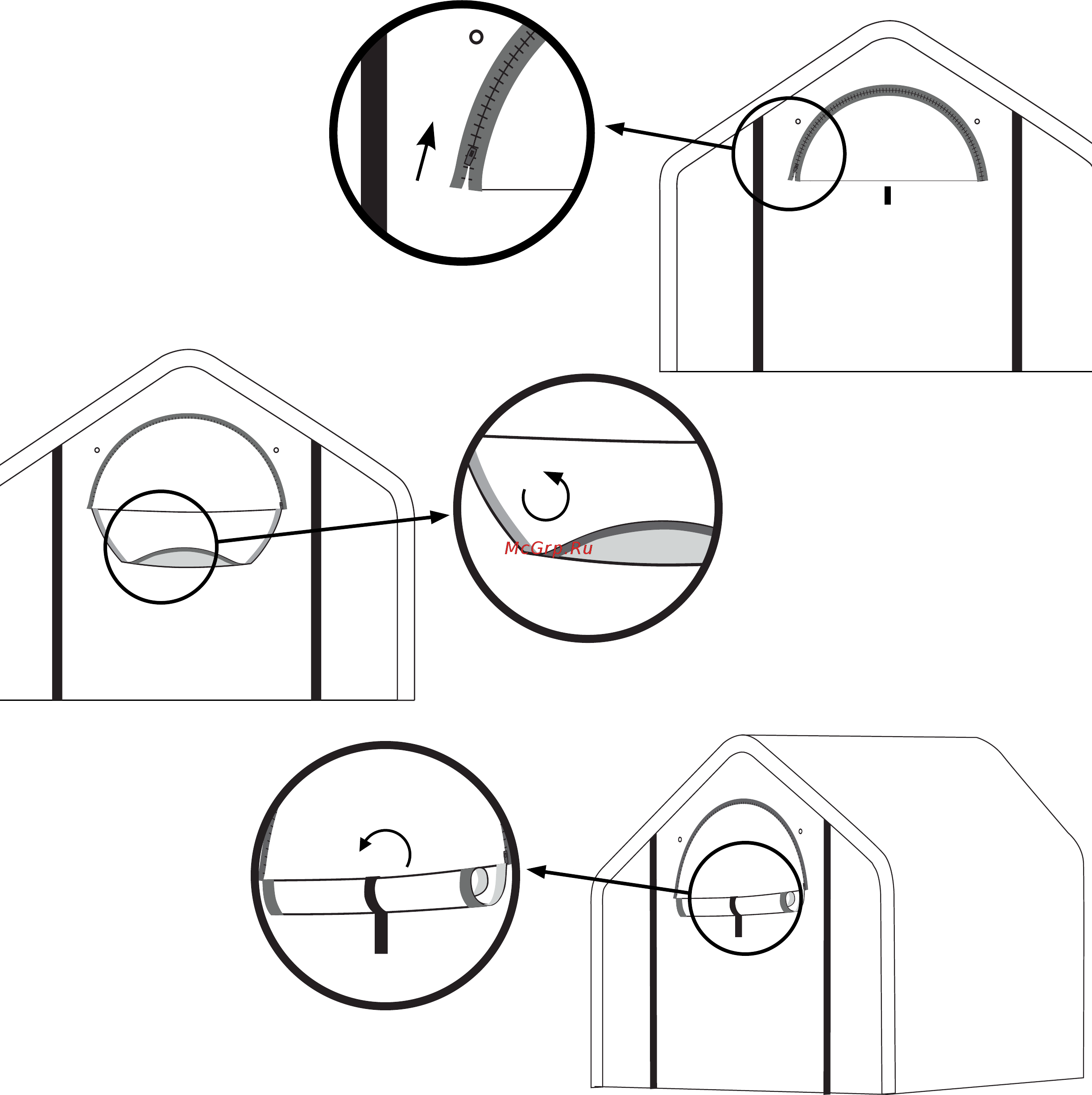 Shelterlogic 3x6,1x2,4м [10/10] Использование вентиляционных проемов концевых панелеи