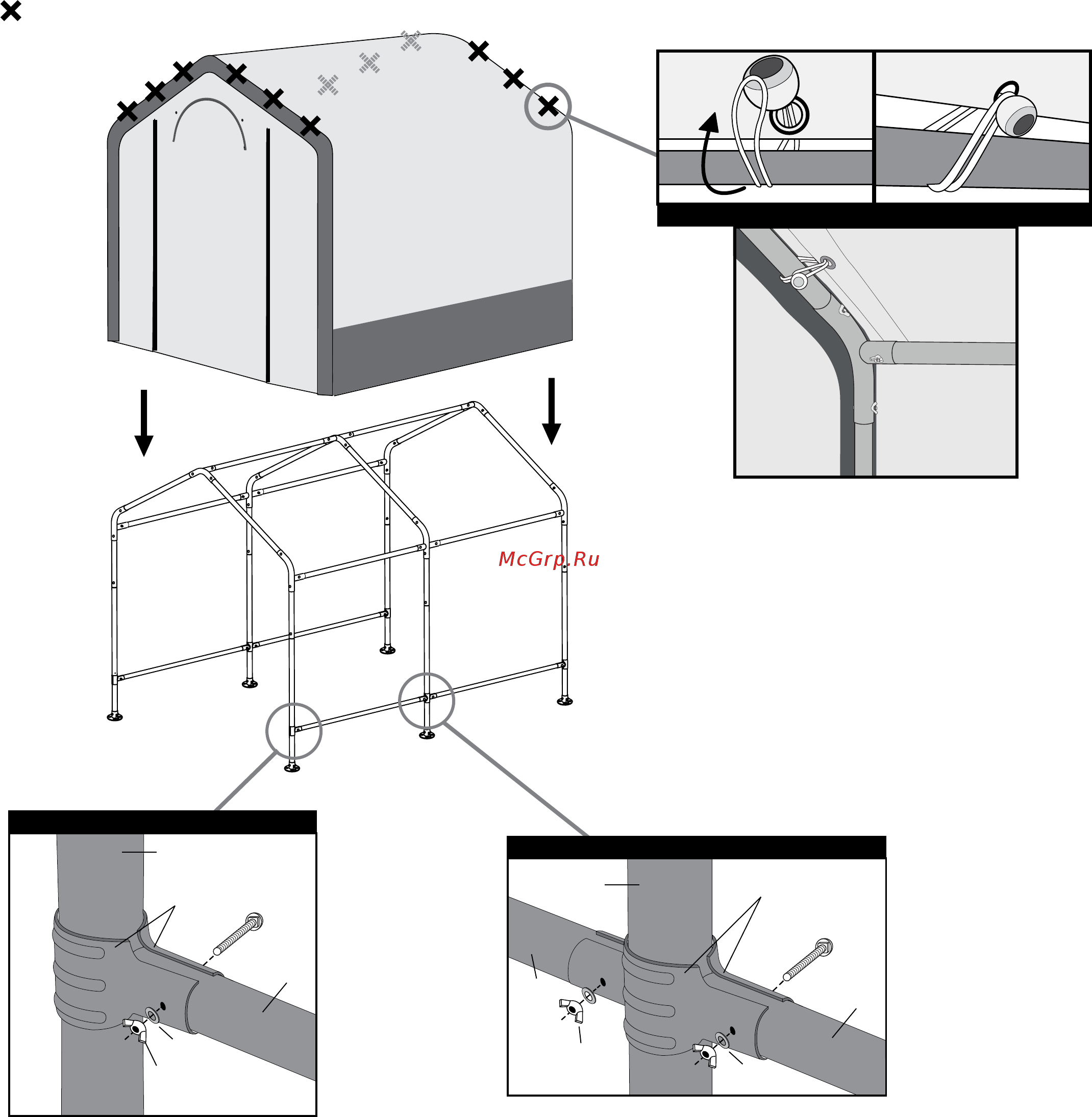 Shelterlogic 1,8x2,4x2м [7/10] Установка тента и реек тента