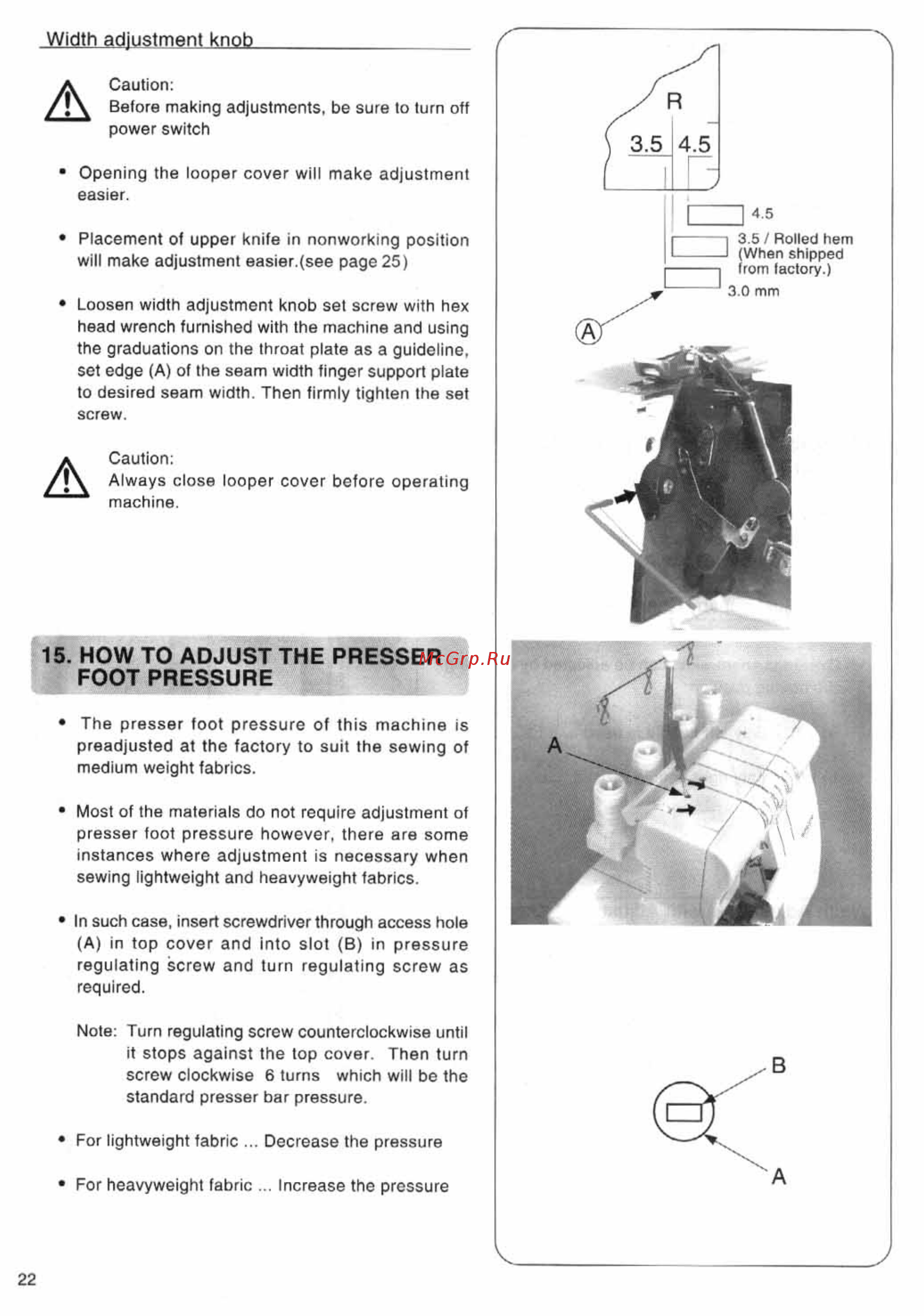 Singer 14SH654 FINISHING TOUCH [23/48] How to adjust the presser foot pressure