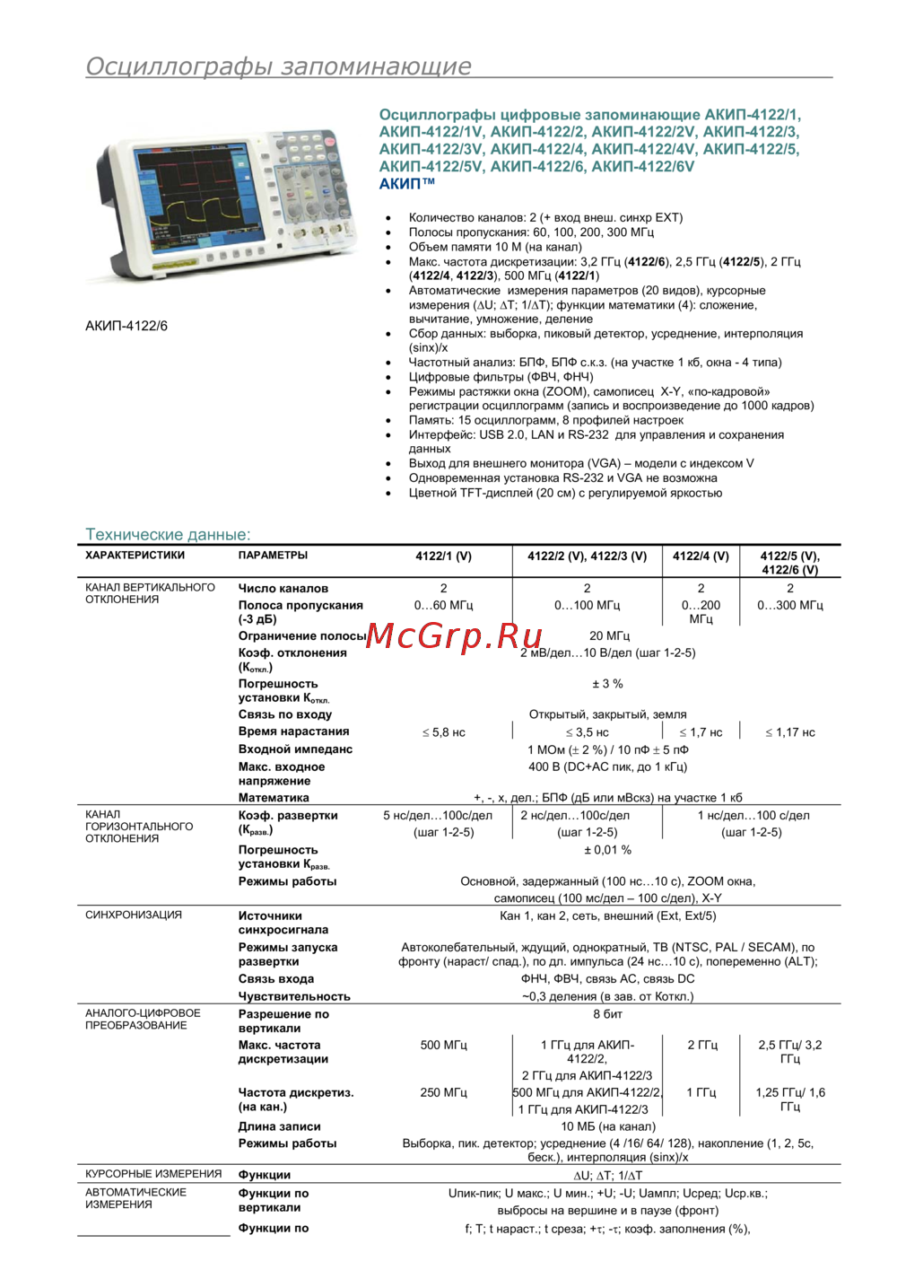АКИП АКИП-4122/6V Техническое описание