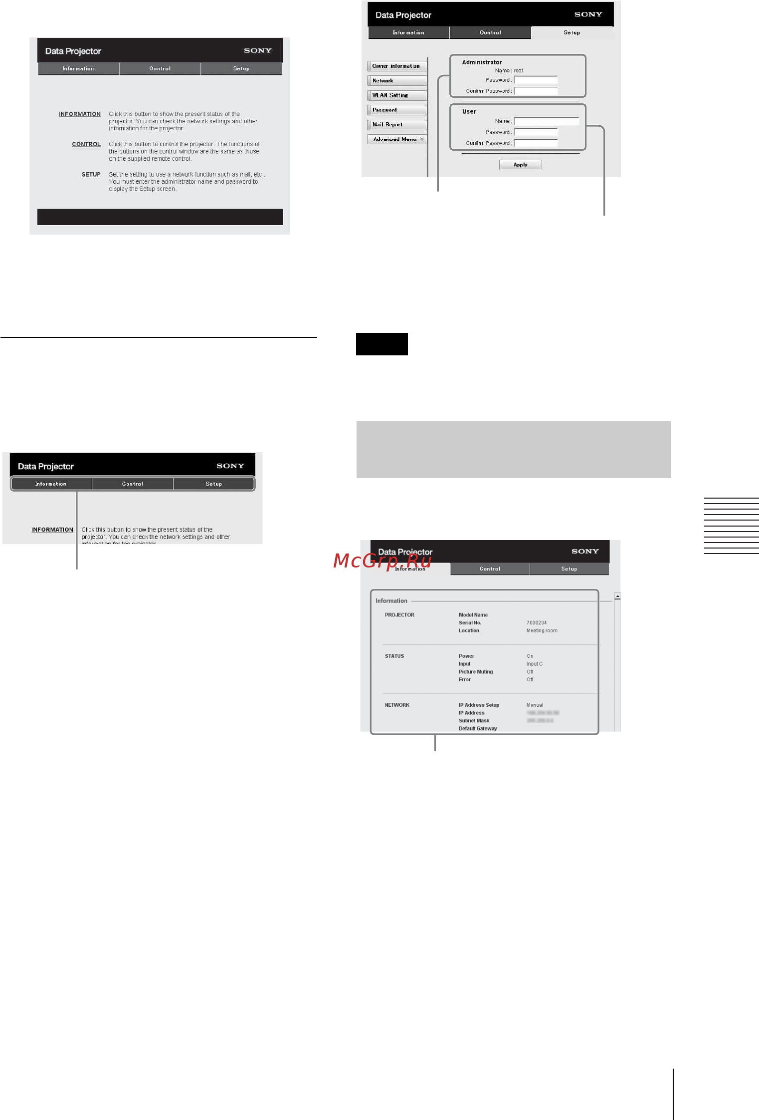 Sony VPL-SX631 [37/106] Confirming the information regarding the projector