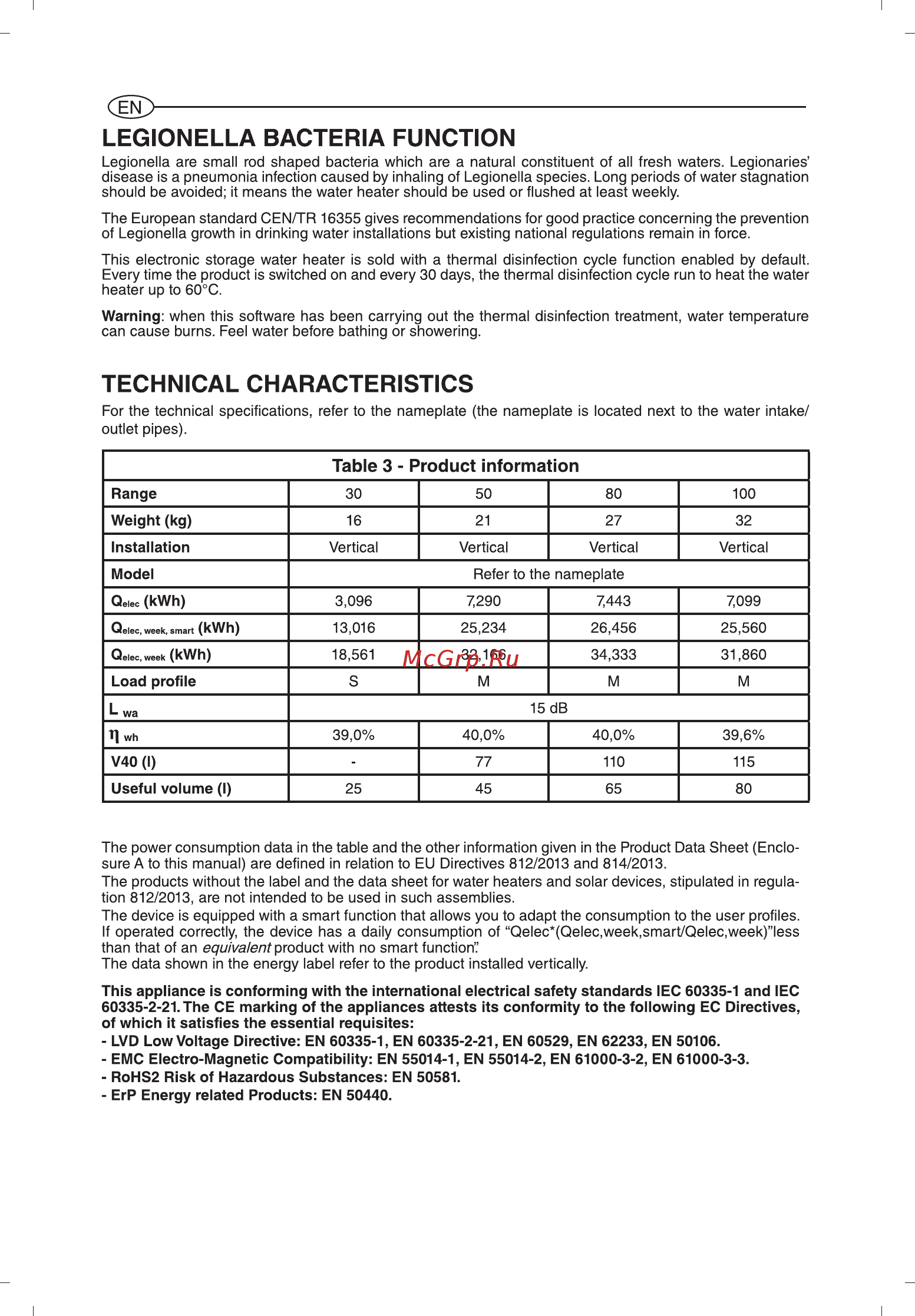 Ariston ABS VLS EVO WI-FI 100 [20/129] Legionella bacteria function