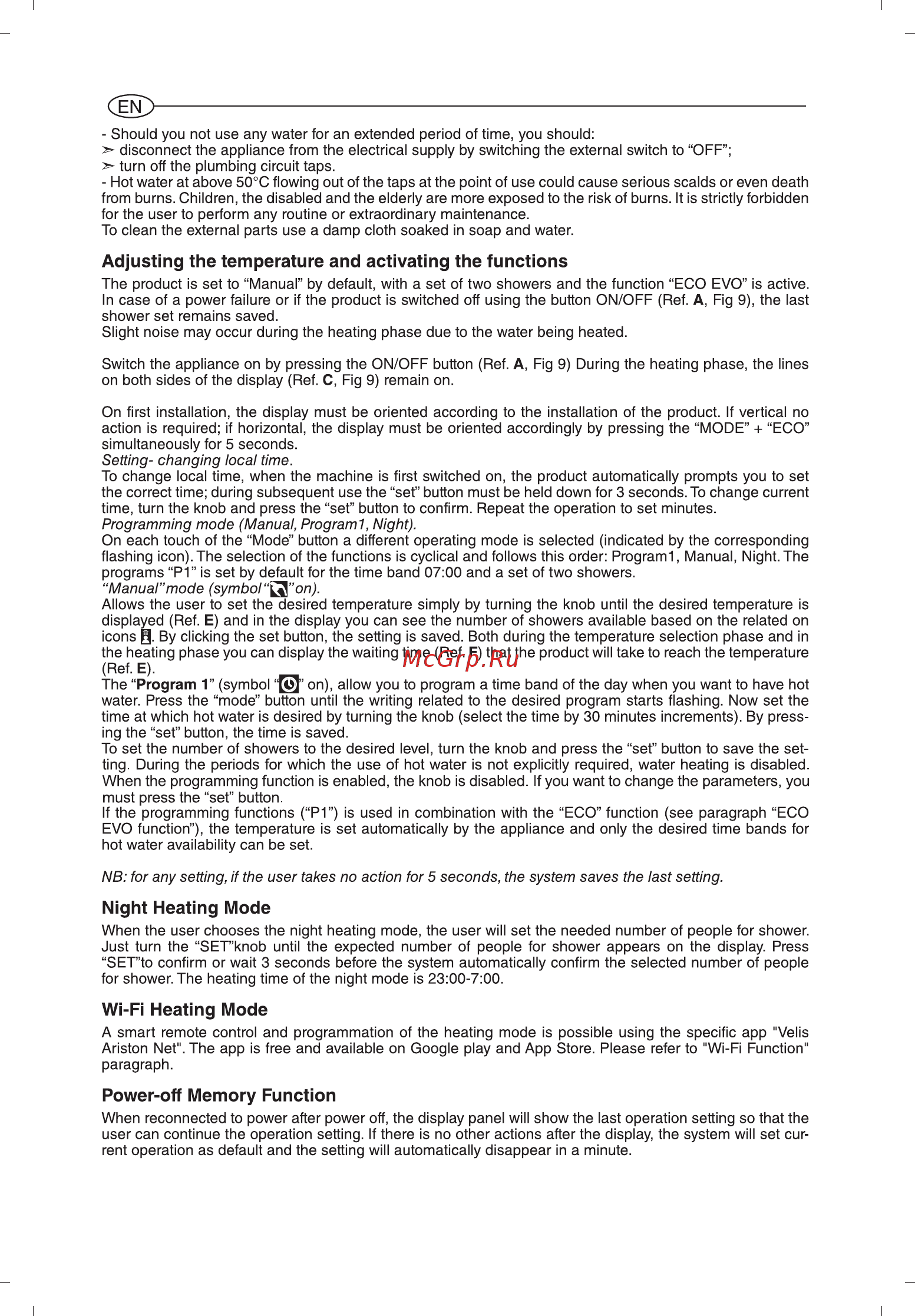 Ariston ABS VLS EVO WI-FI 100 [24/129] Adjusting the temperature and activating the functions