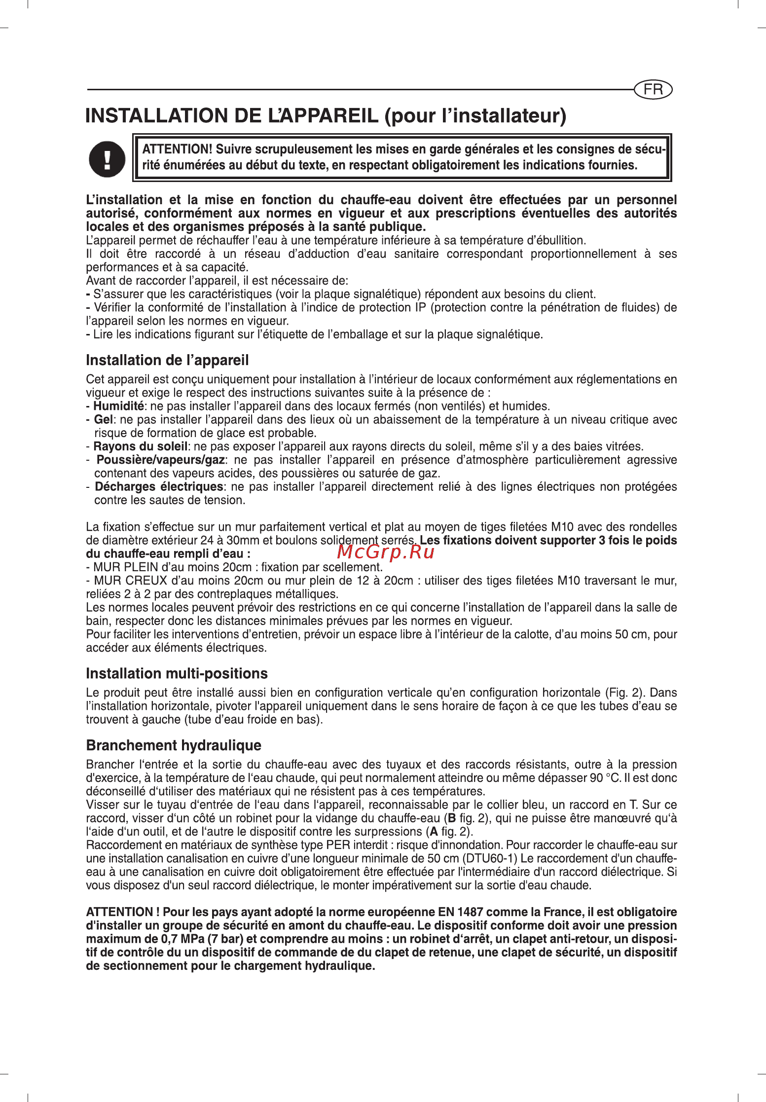 Ariston ABS VLS EVO WI-FI 100 [33/129] Installation de lappareil pour l installateur