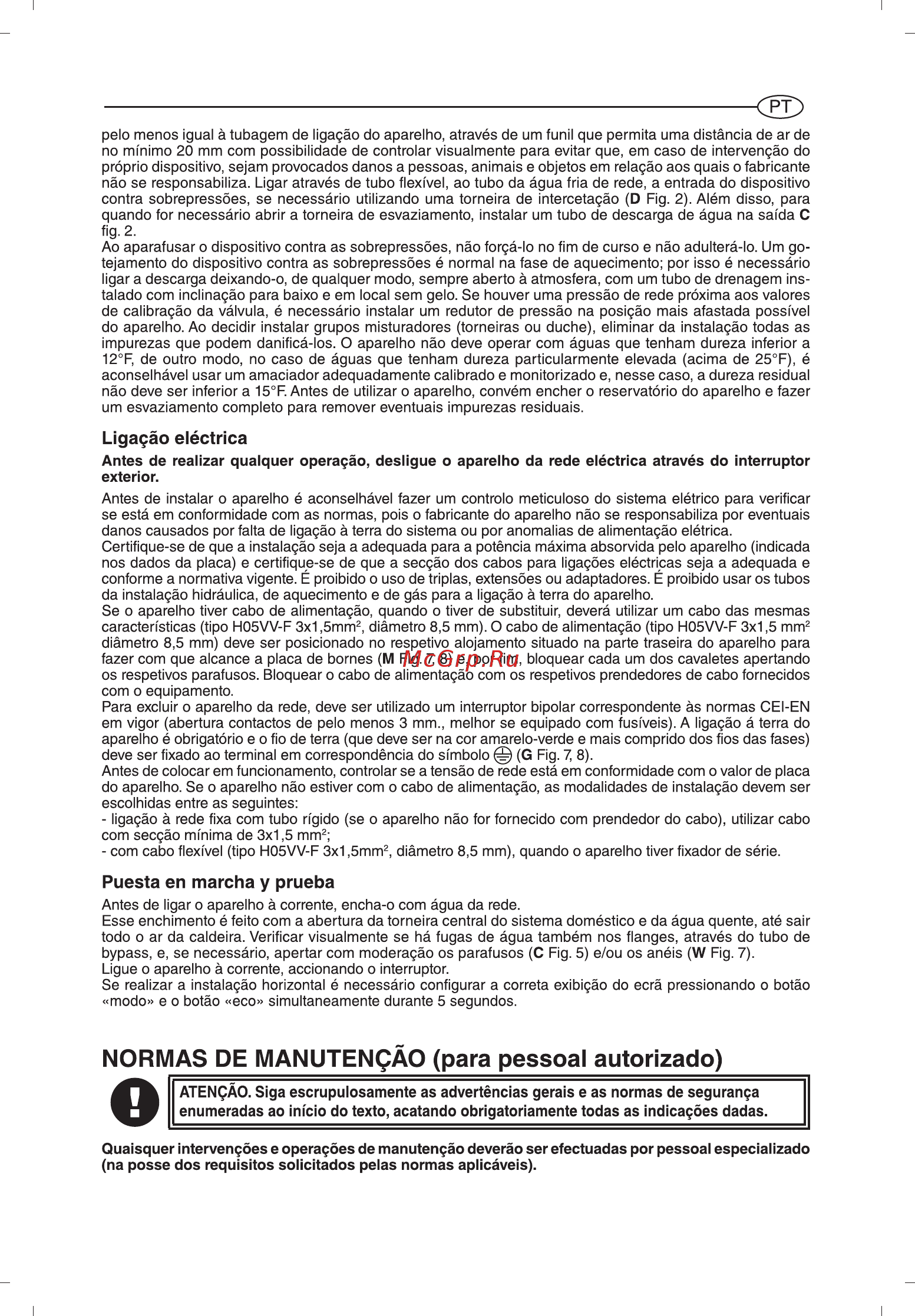 Ariston ABS VLS EVO WI-FI 50 [59/129] Normas de manutenqáo para pessoal autorizado