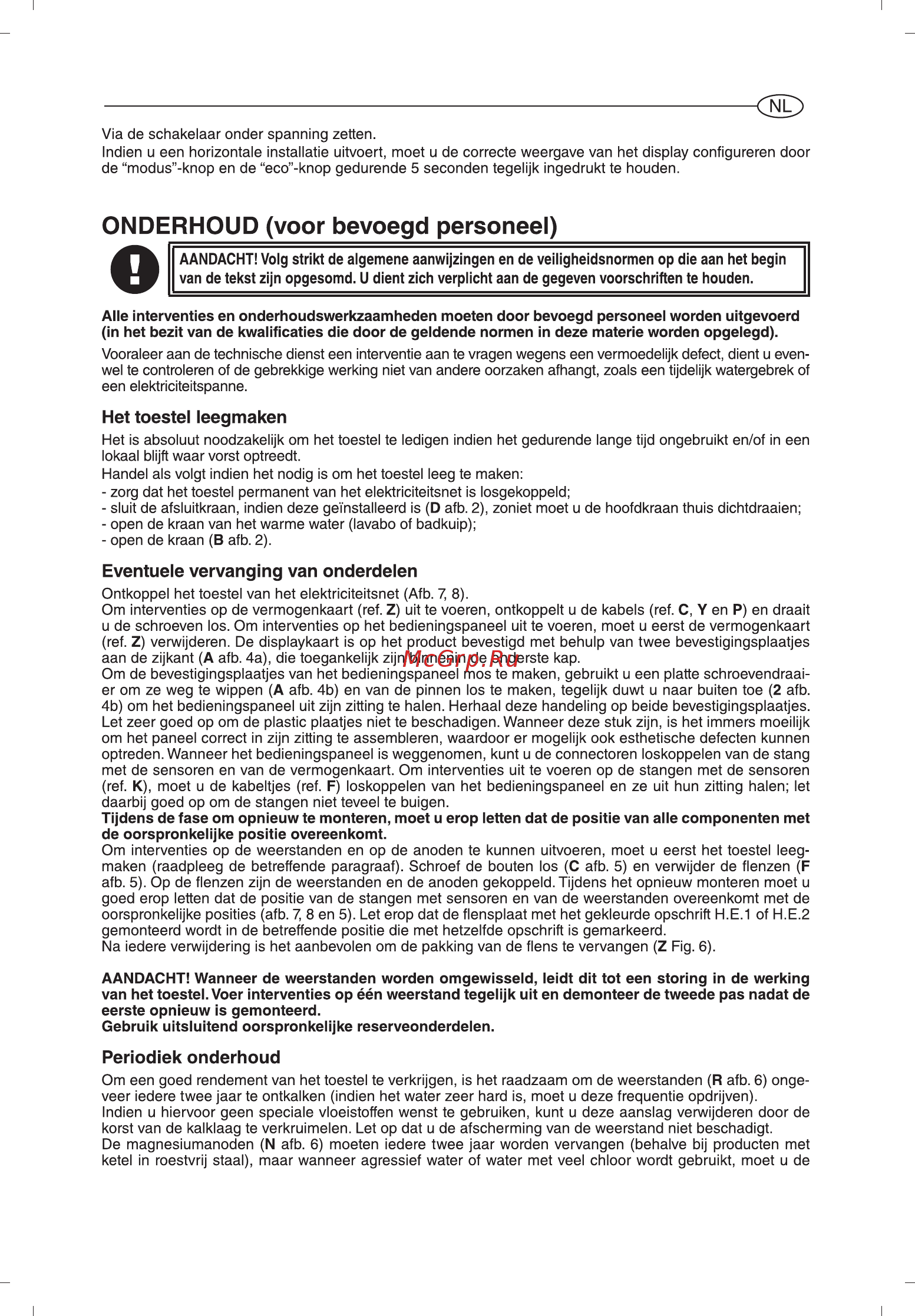 Ariston ABS VLS EVO WI-FI 100 [95/129] Onderhoud voor bevoegd personeel _____________________