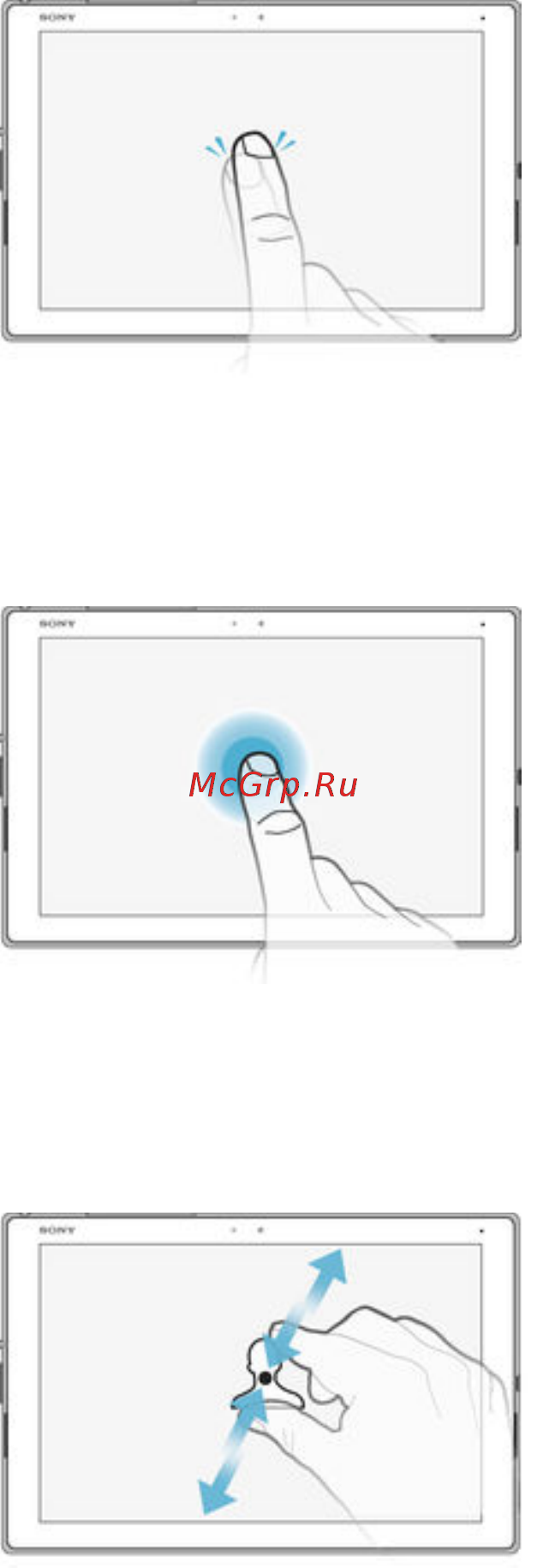Sony Xperia Z4 Tablet  Wi-F 32Gb White [11/111] Using the touchscreen