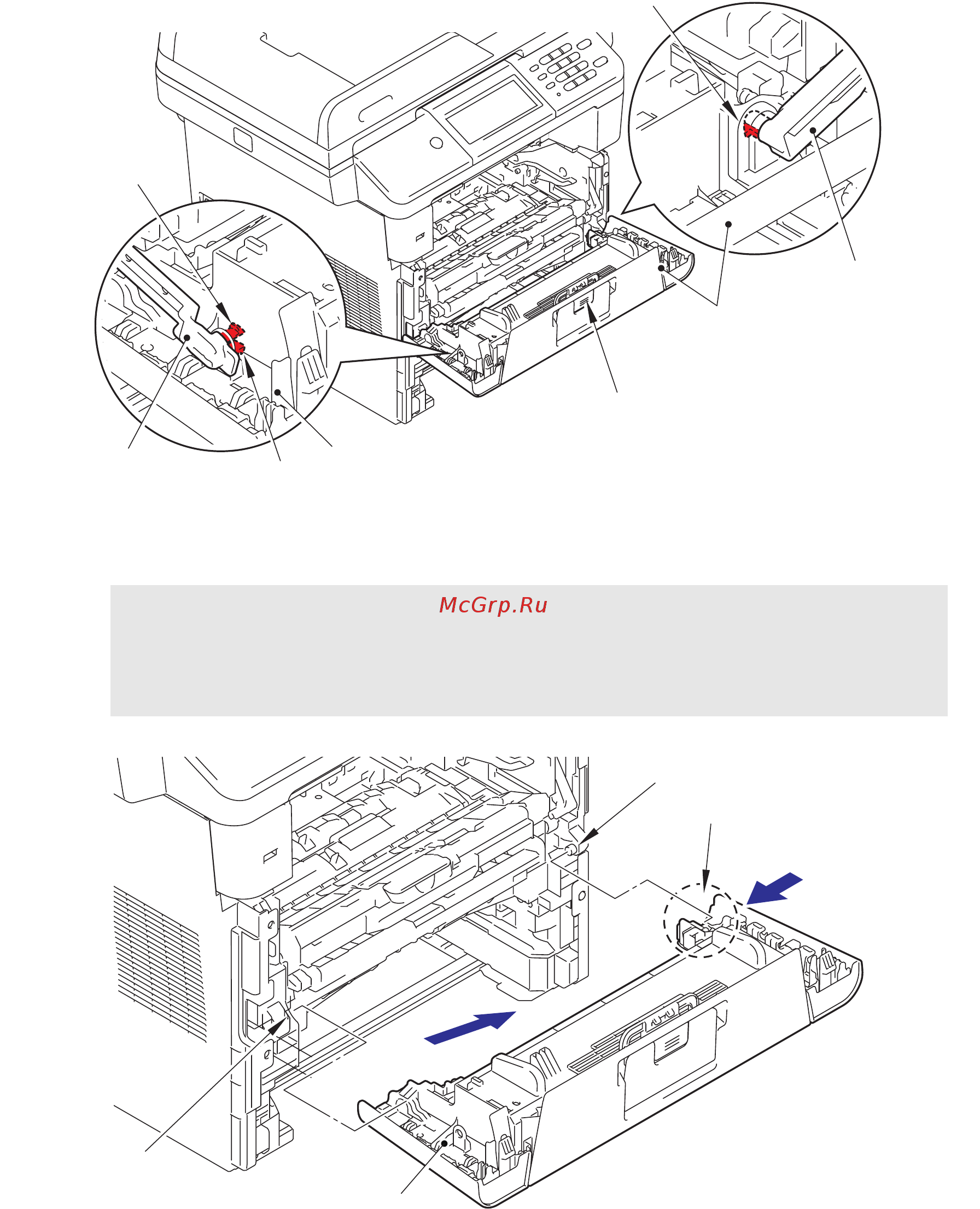 Brother DCP-8110D [174/373] When removing the front cover assy push a on the front cover assy in the direction of arrow 4a and slide the front cover assy in the direction of arrow 4b to remove it