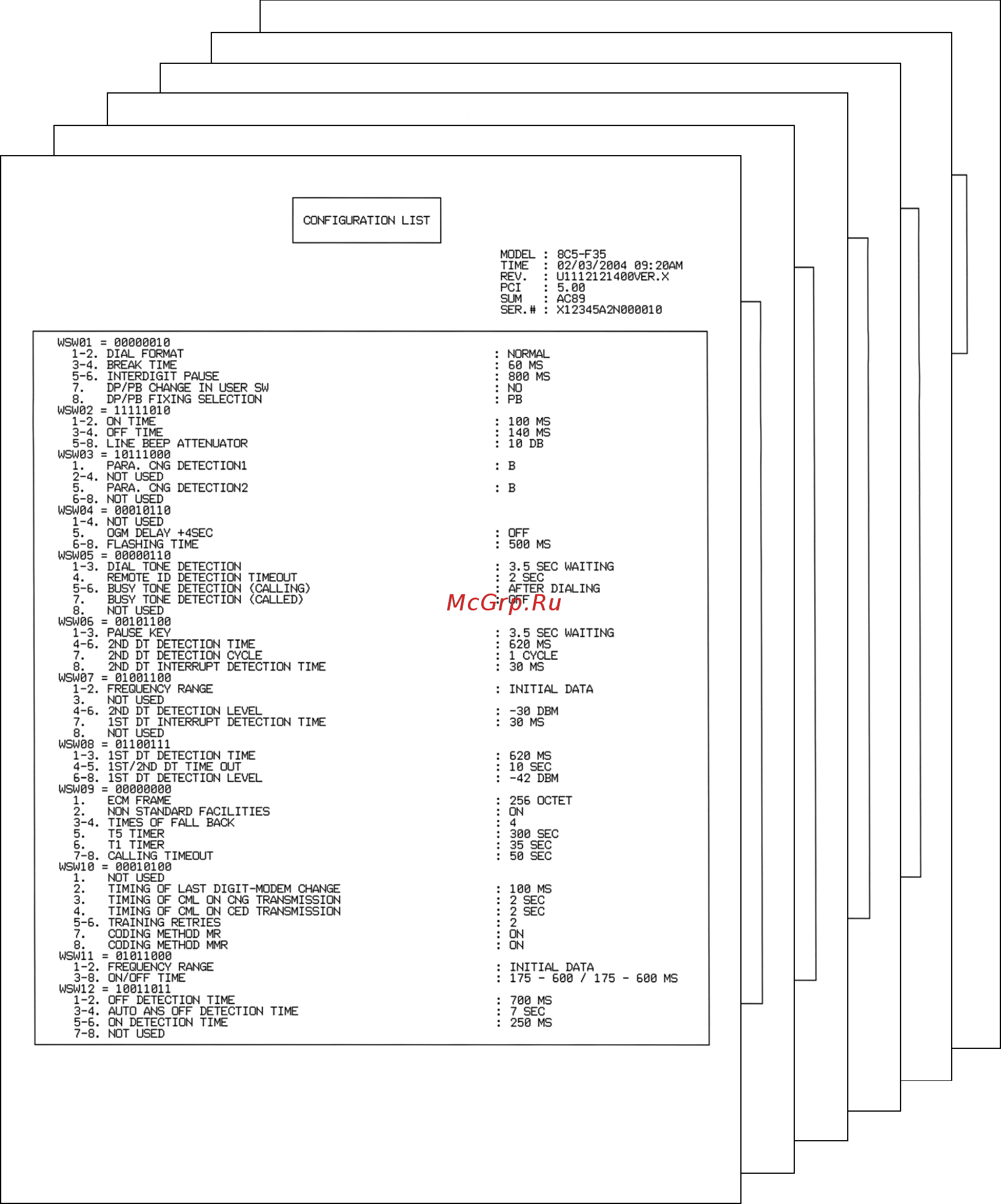 Brother MFC-8520DN [306/373] Print worker switch wsw setting data function code 11