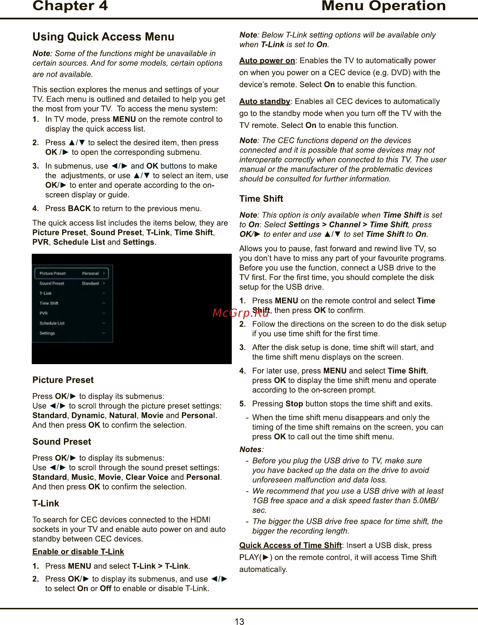 Tcl L70P1US [13/52] Chapter 4 menu operation