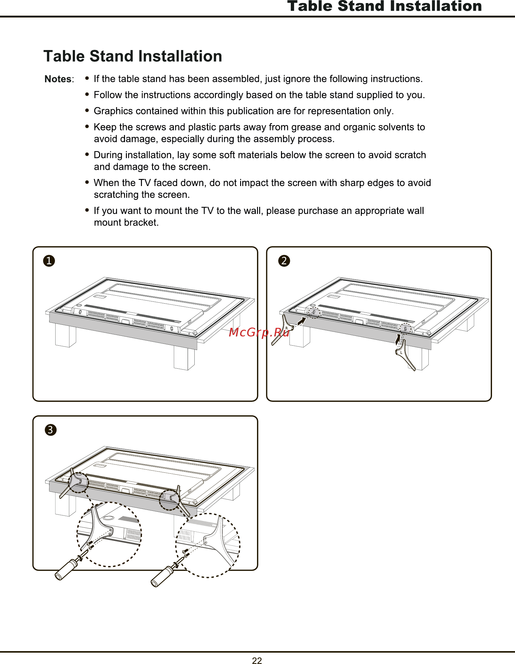 Tcl L70P1US [22/52] Table stand installation