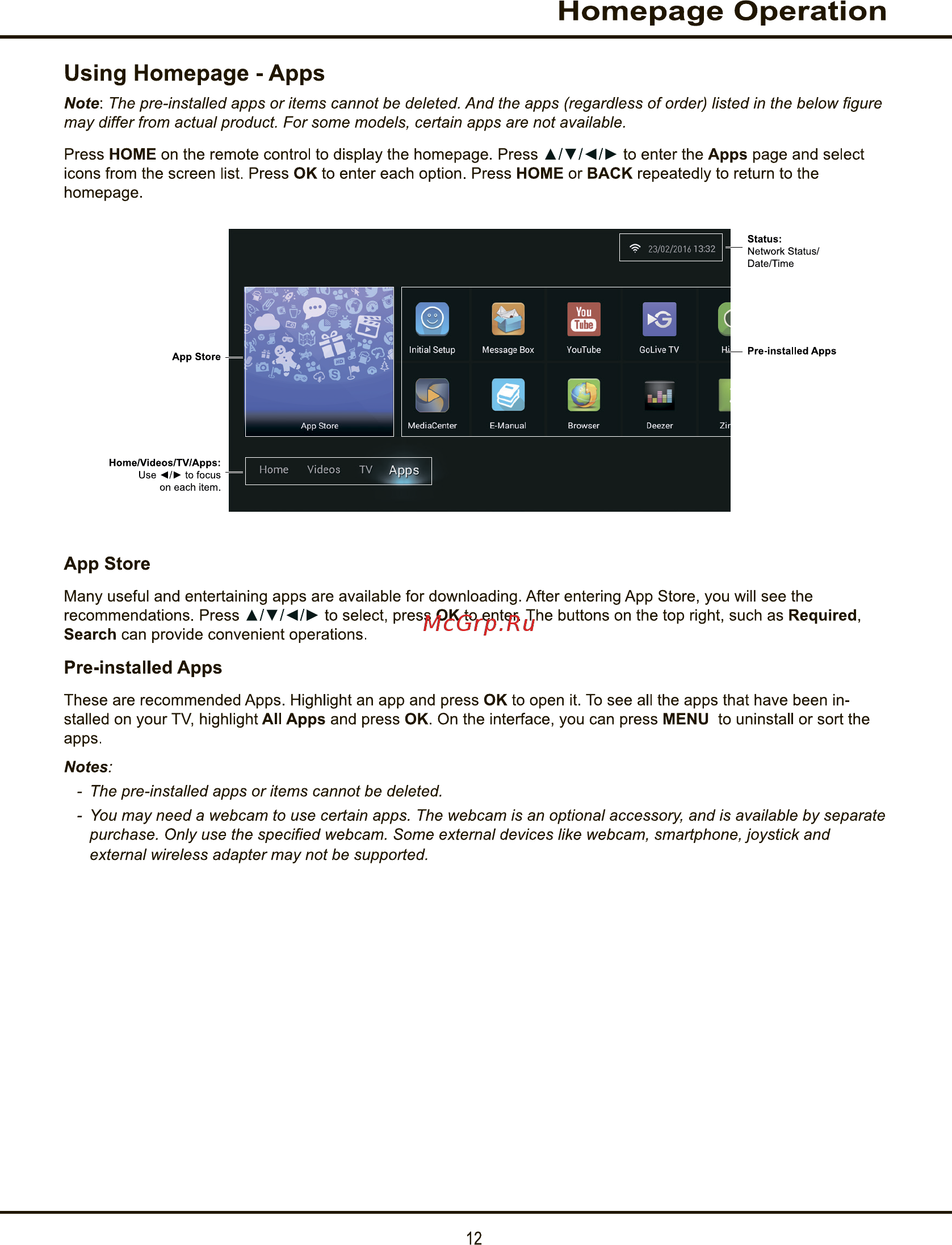 Tcl LED55D2930US [12/44] Homepage operation