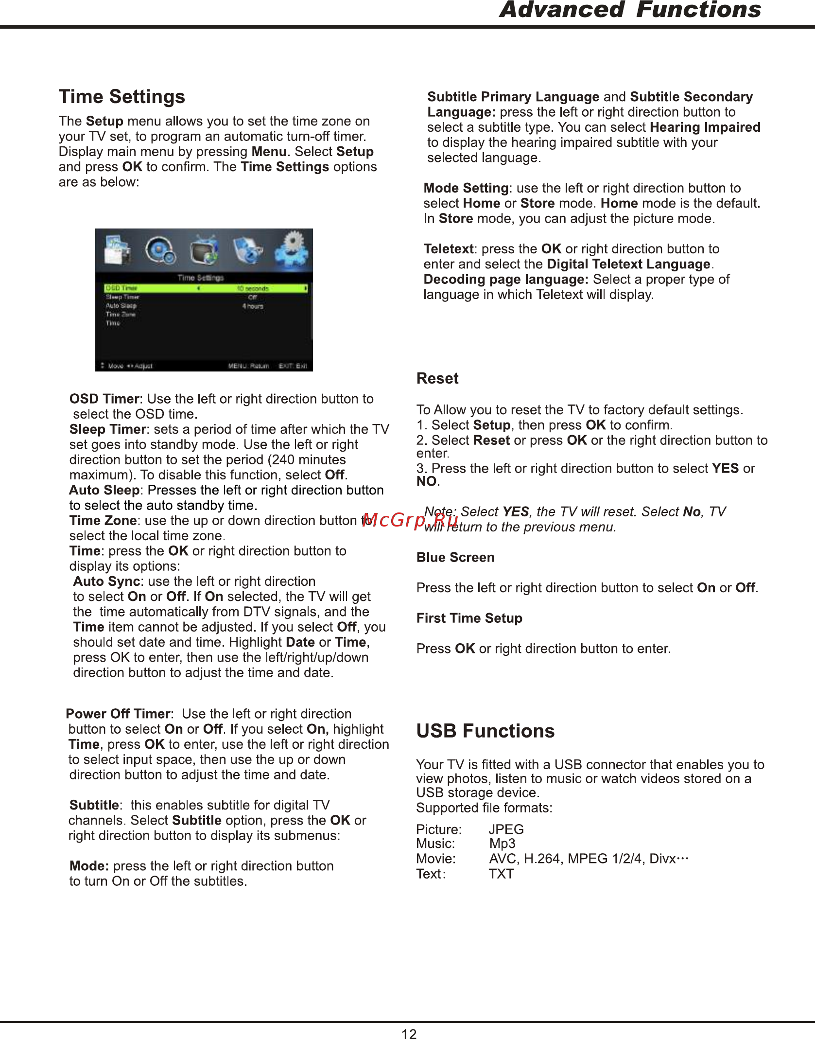 Tcl LED49D2900 [12/31] Time settings