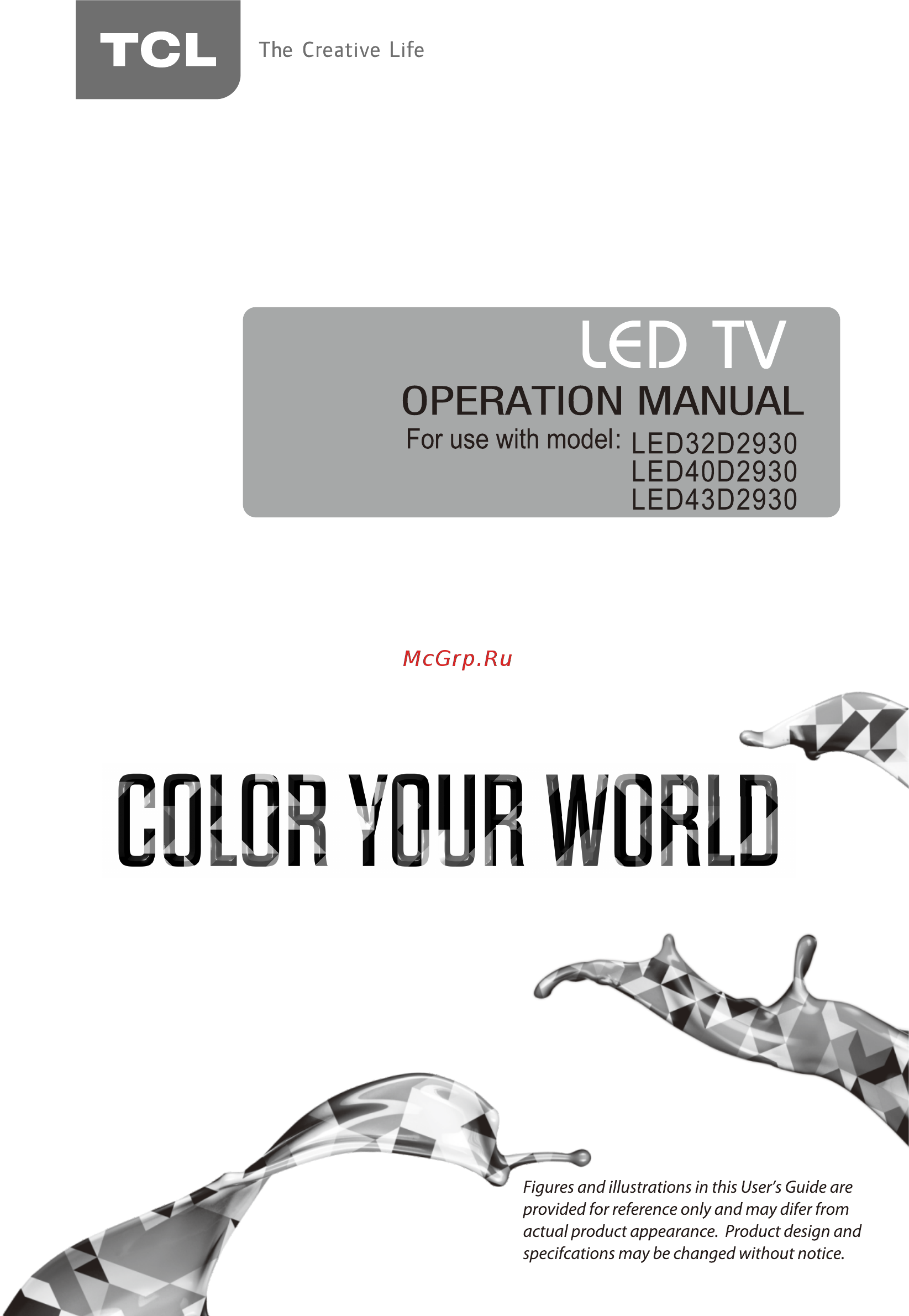 Tcl LED40D2930 Инструкция по эксплуатации онлайн