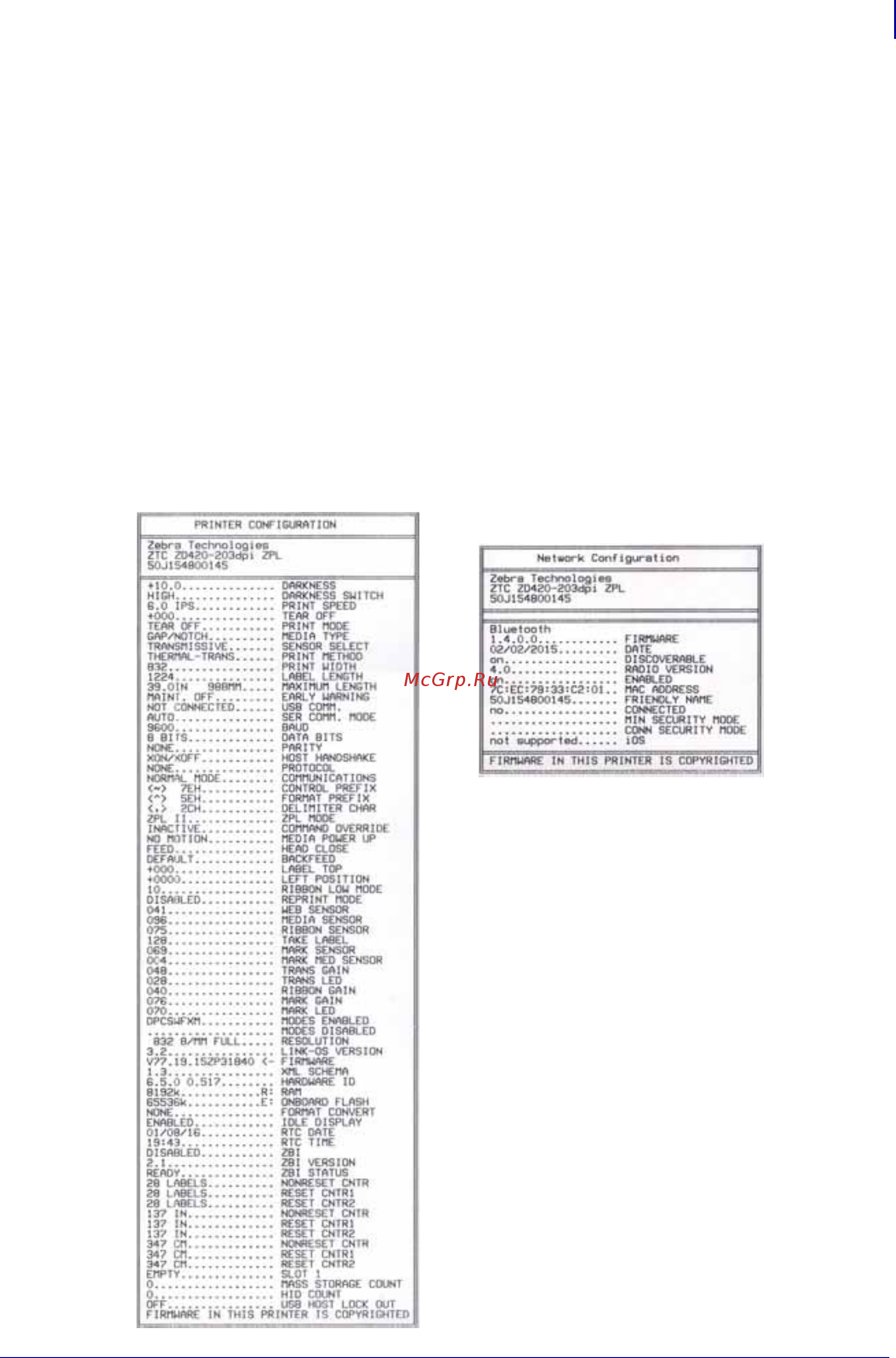 Zebra ZD420 (ZD42042-C0EM00EZ) [115/171] Отчет о конфигурации самотестирование cancel