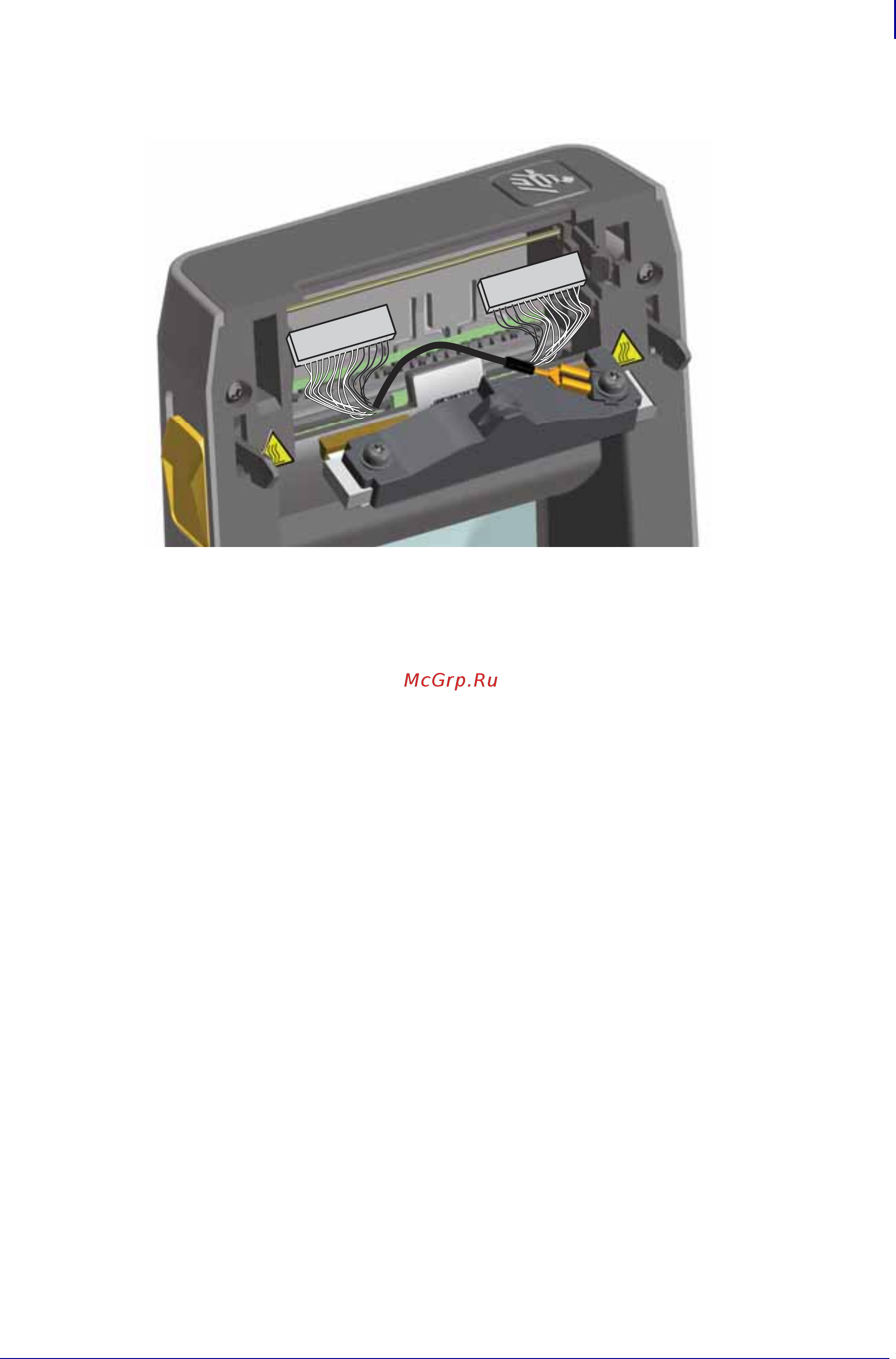 Zebra ZD410 (ZD41022-D0EM00EZ) [144/165] Осторожно но с необходимым усилием отсоедините от задней стороны печатающей головки одиночный черный провод заземления