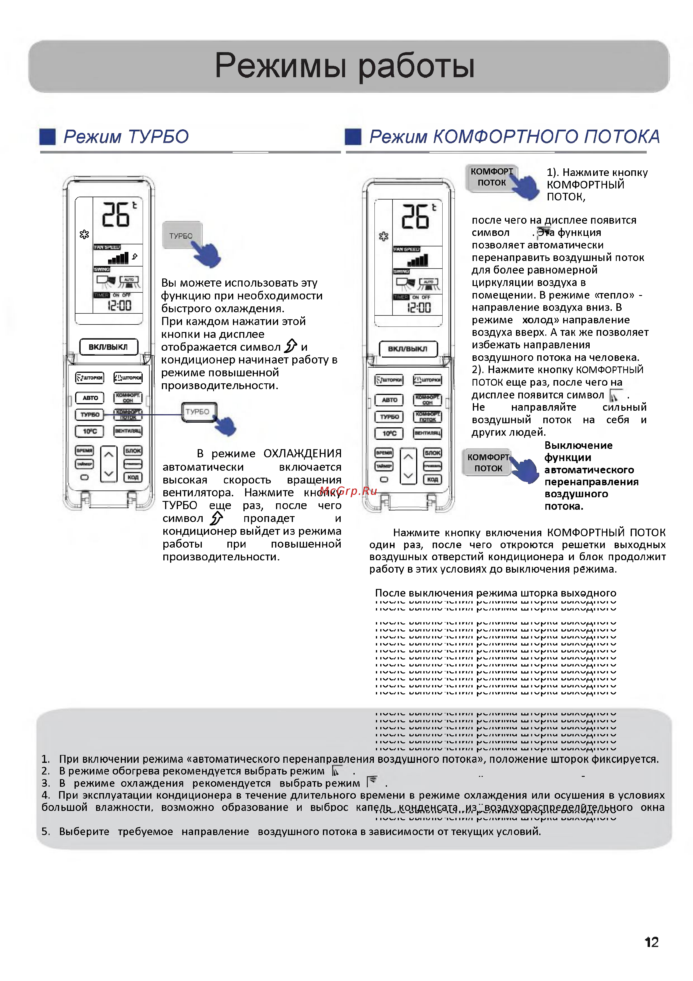 Haier AS09NS3ERA-W/1U09BS3ERA [12/31] Режимы работы