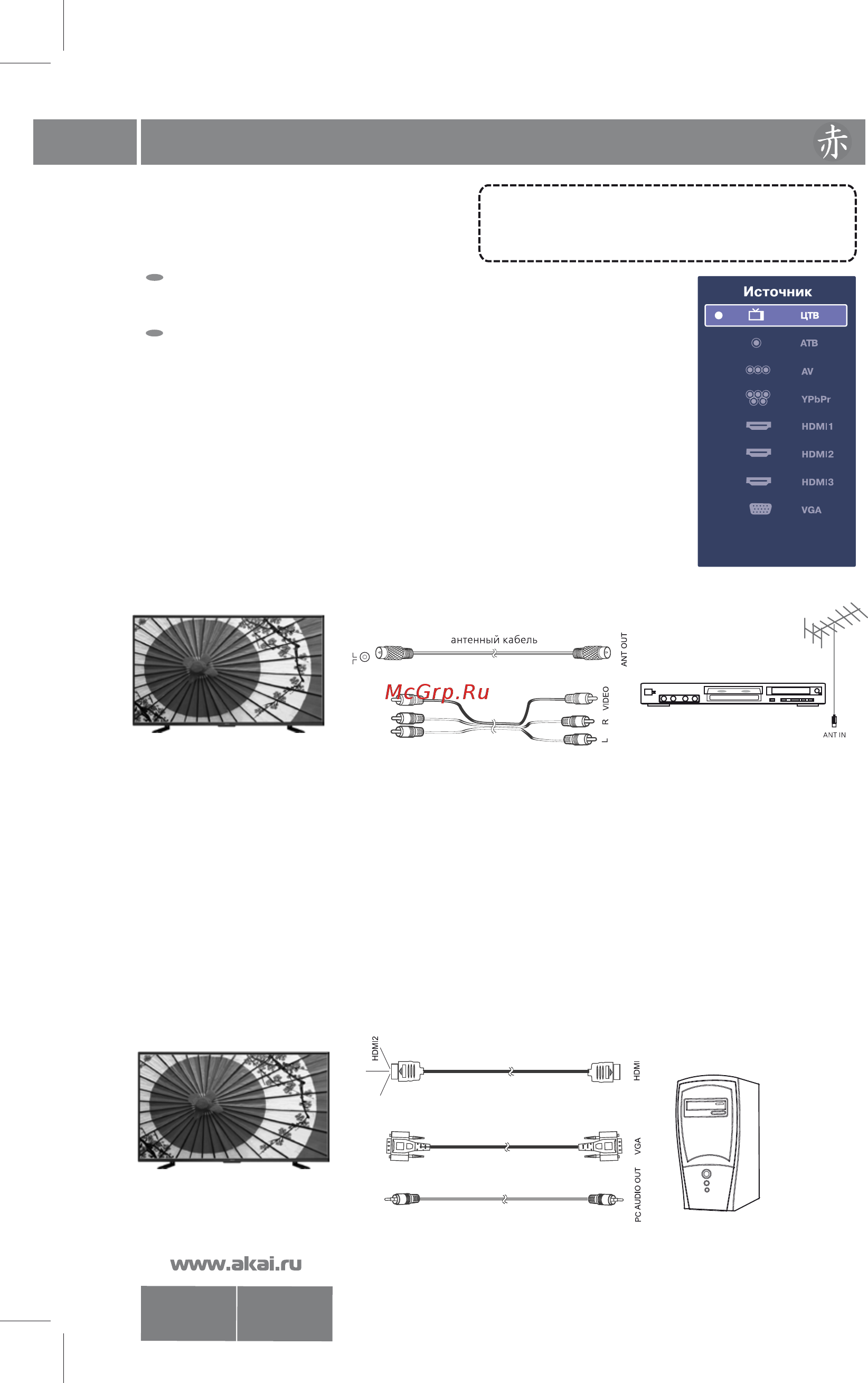 Akai LES-32Z73T [11/50] Подключение внешних устройств 10