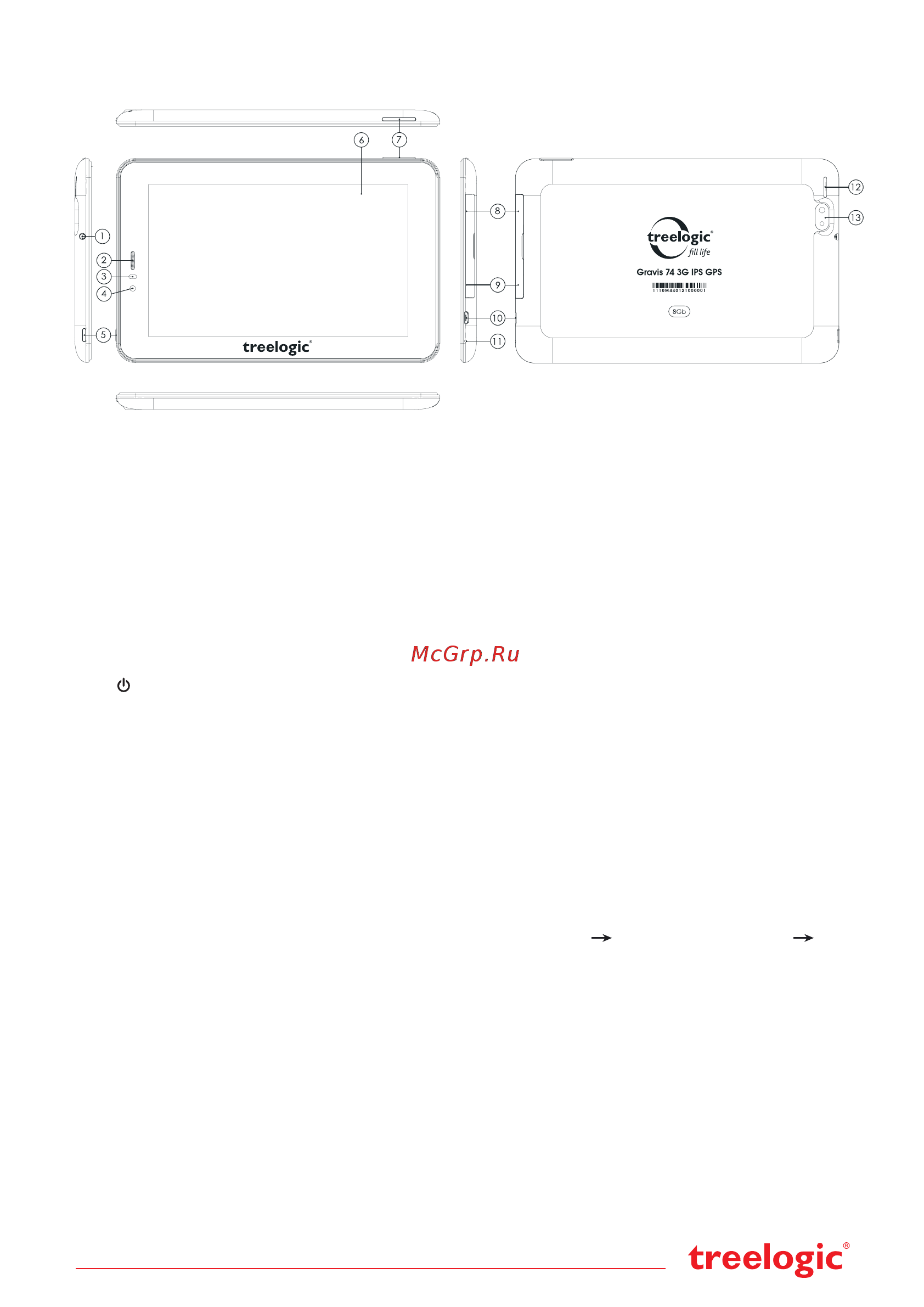 Treelogic Gravis 74 3G IPS GPS [2/4] Внешний вид и элементы управления