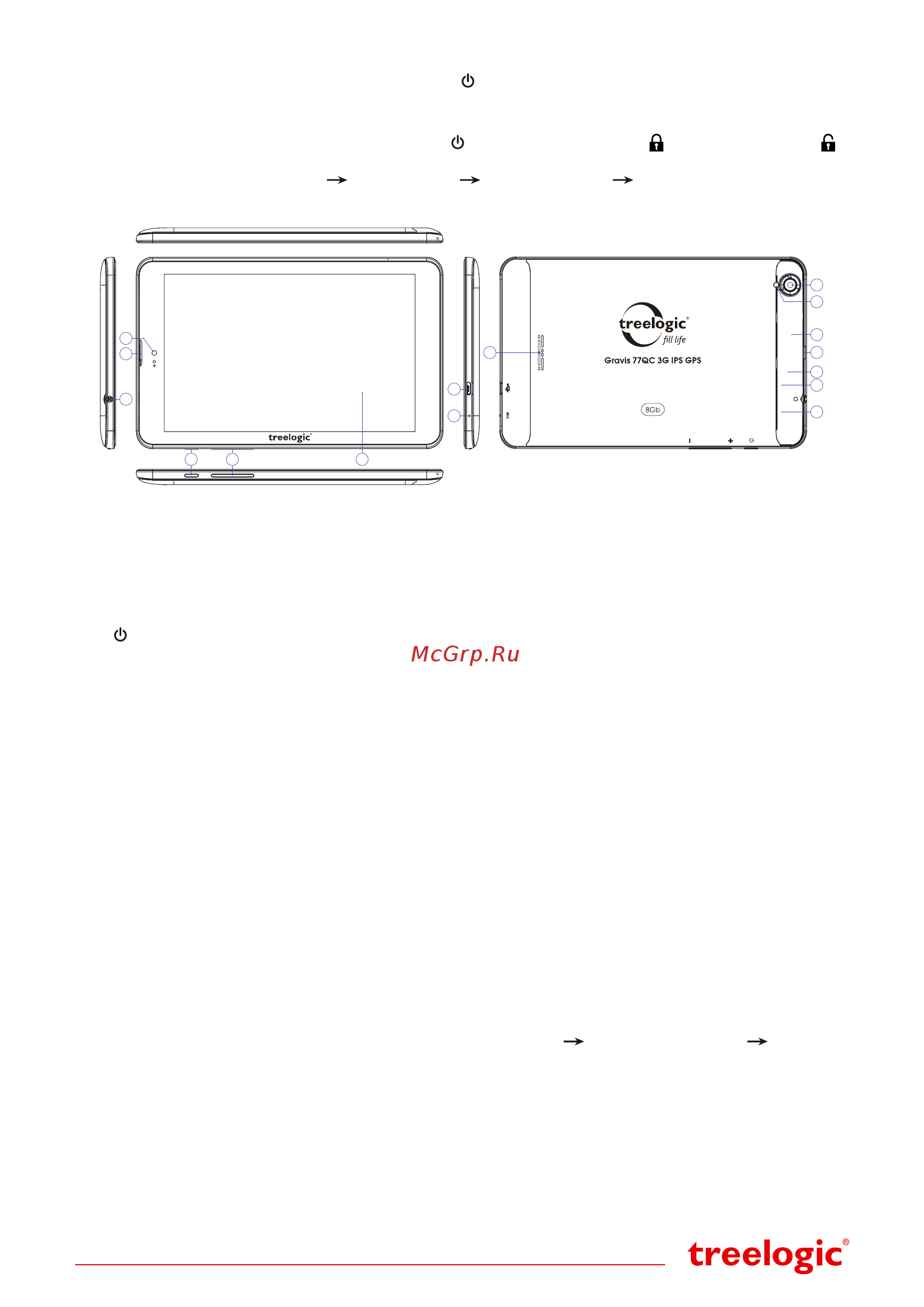 Treelogic Gravis 77QC 3G IPS GPS [2/4] Внешний вид и элементы управления