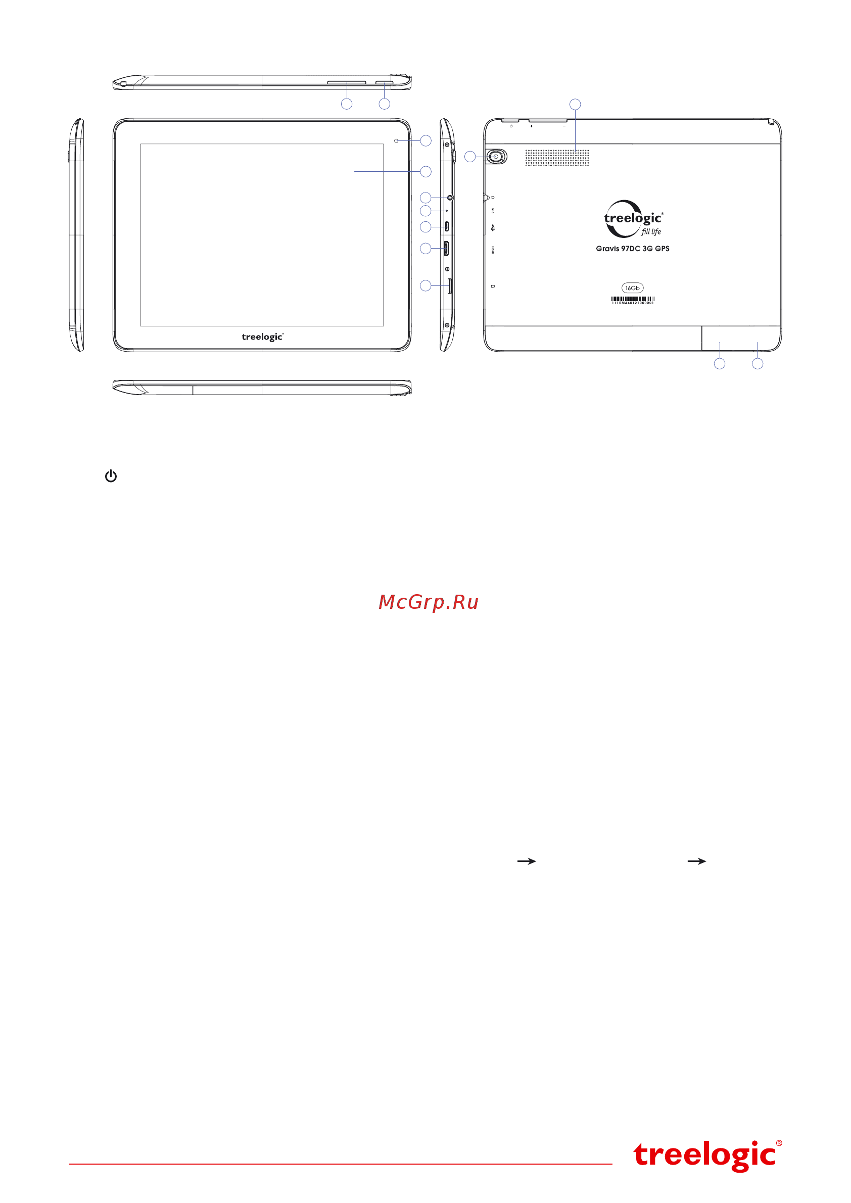 Treelogic Gravis 97DC 3G GPS 16Gb [2/4] Внешний вид и элементы управления