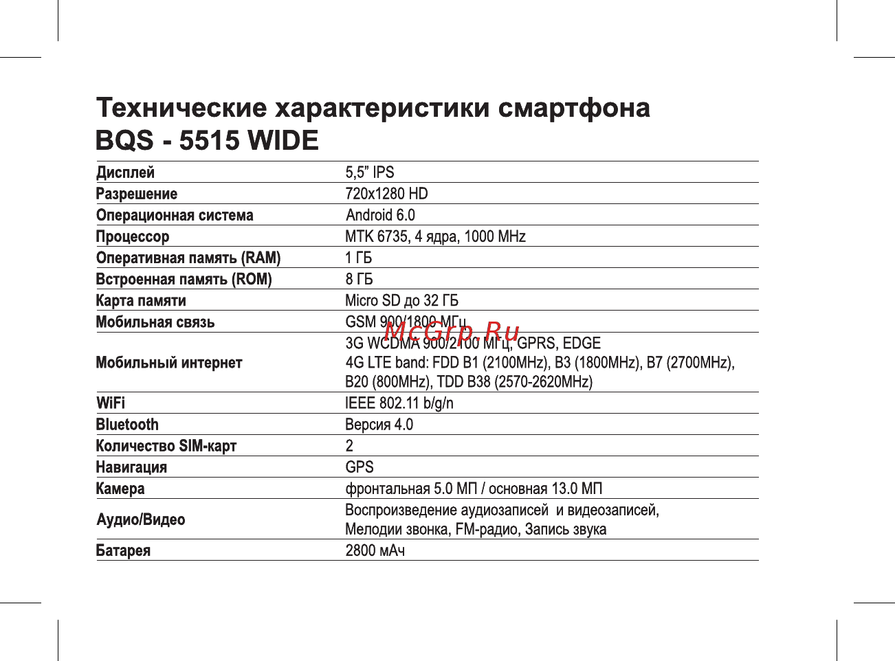 BQ BQS-5515 Wide Руководство пользователя онлайн [4/46] 267669