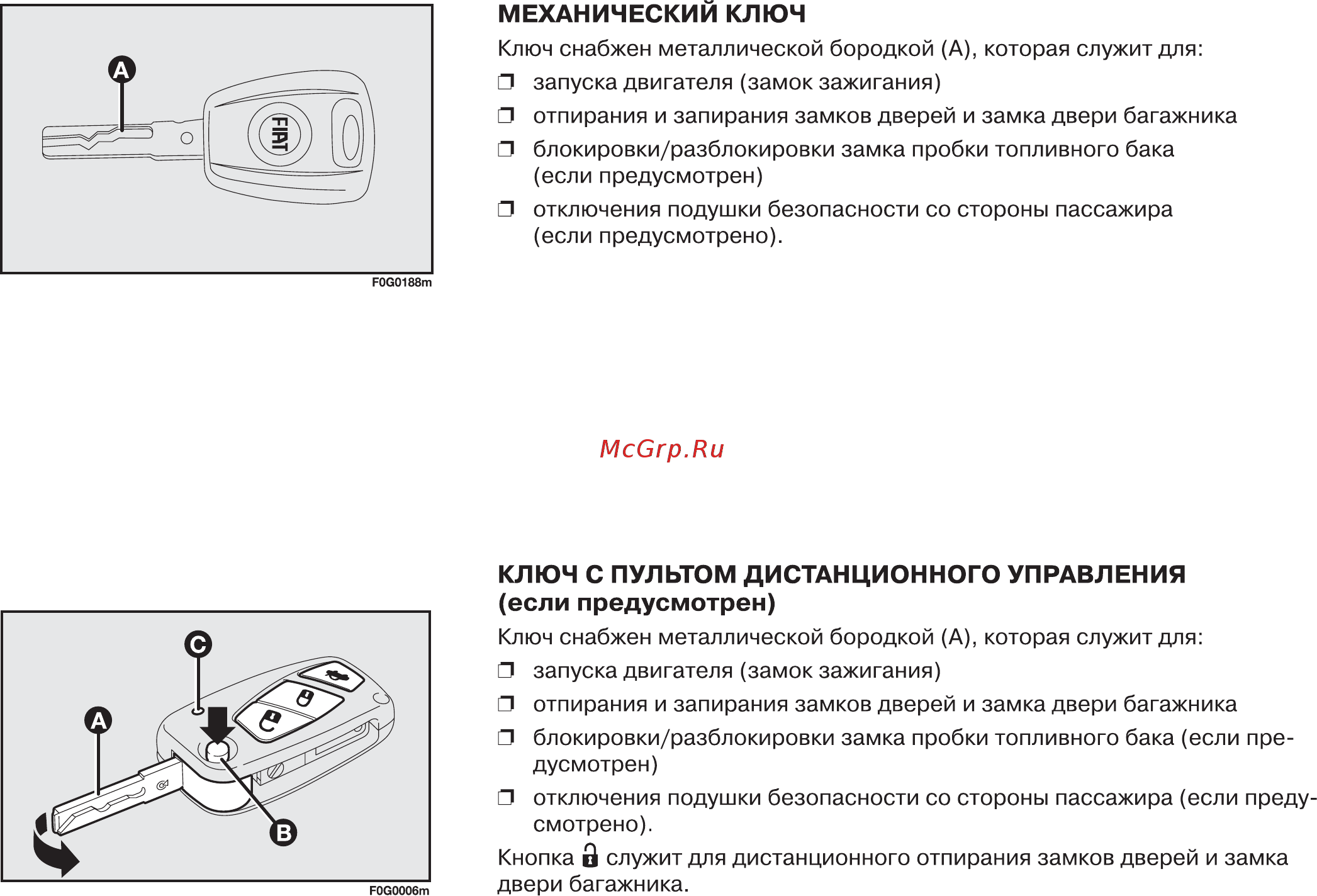 Fiat PANDA [10/318] Механический ключ