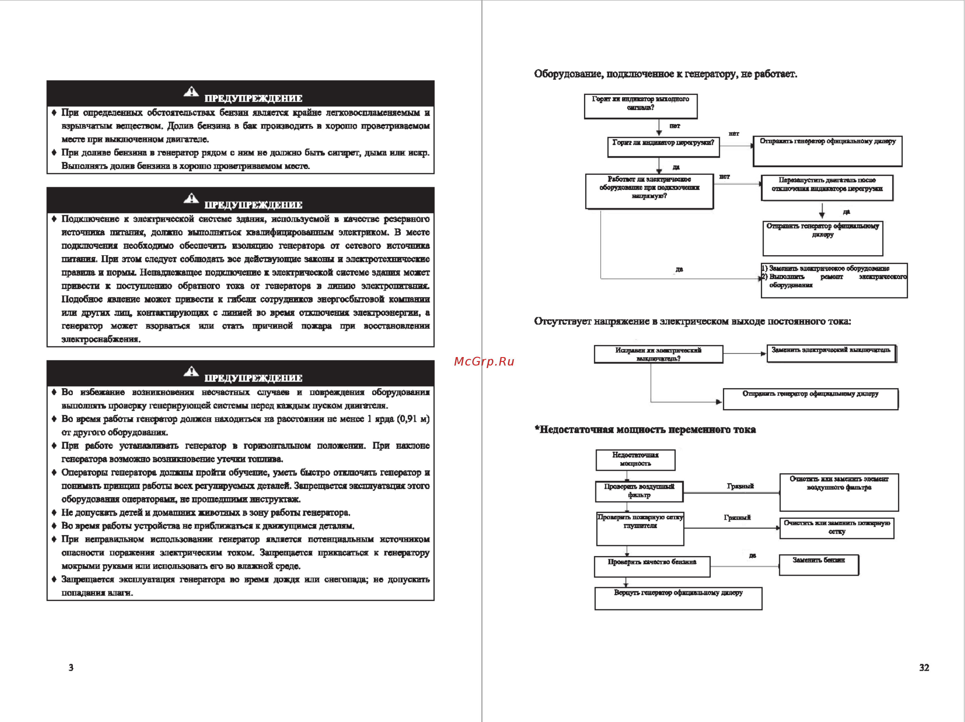 RedVerg RD-IG1000 [5/19] Недостаточная мощность переменного токя