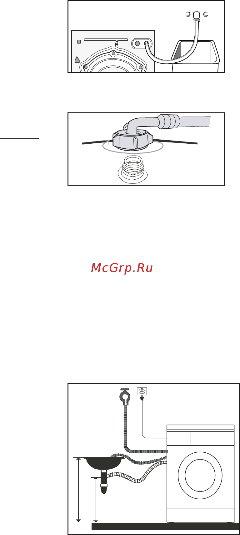 Weissgauff WMDI 6148 D [9/30] Подключение сливного шланга