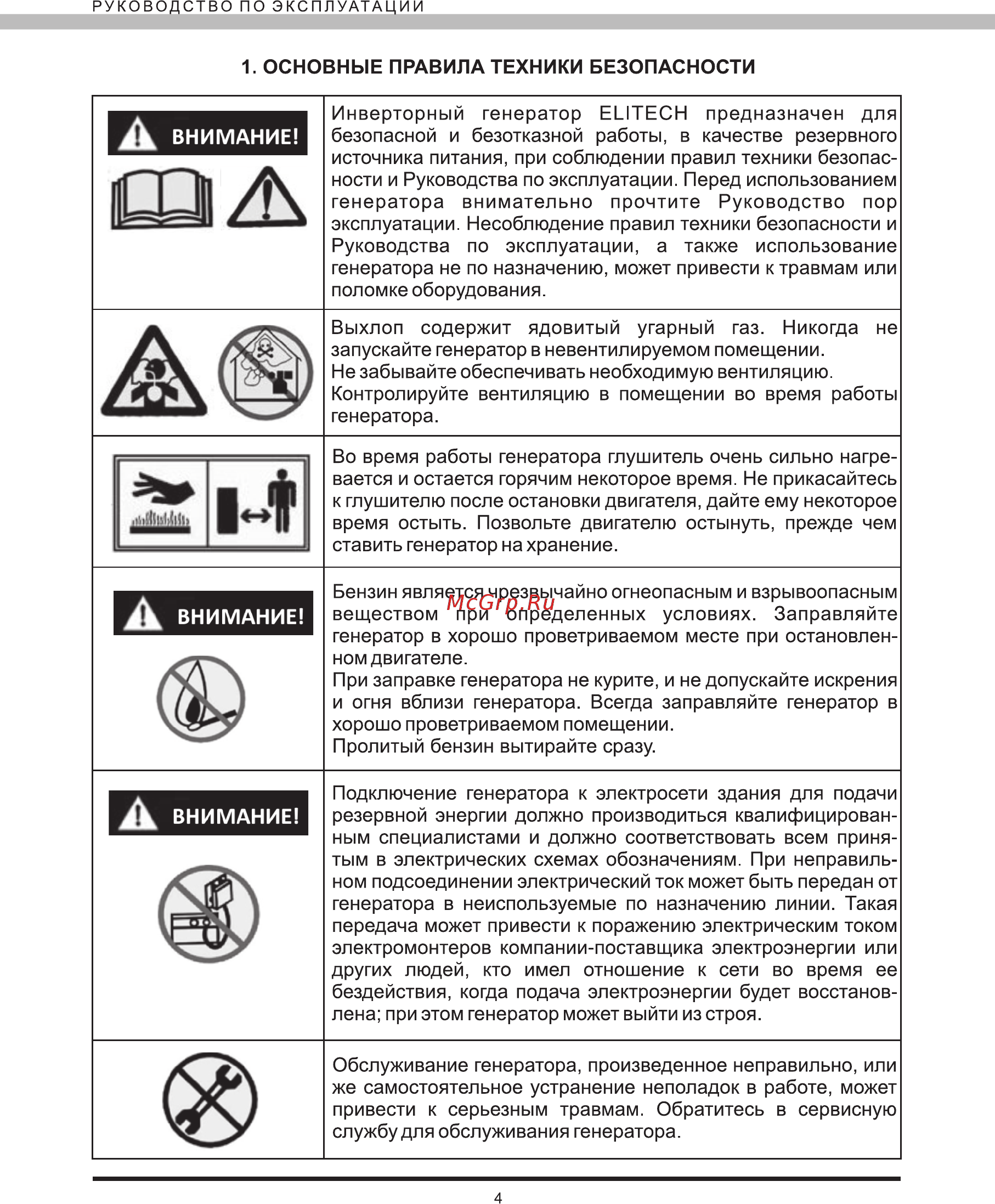 Elitech БИГ 1000Р Инструкция по эксплуатации онлайн [4/24] 269249